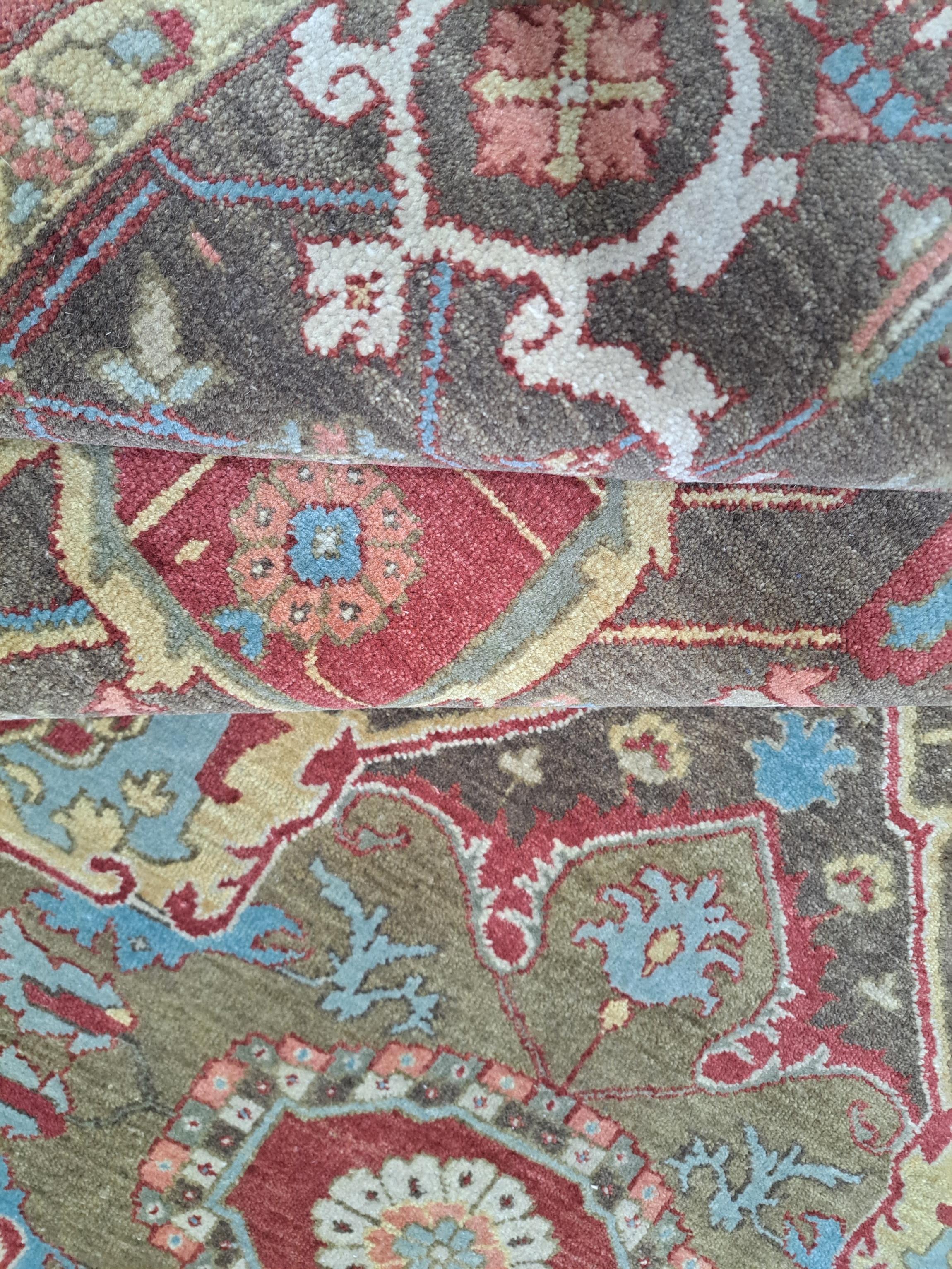 Lana 8x10 Ft Heriz Inspired Handmade Wool Rug. Antique Style Area Carpet. 100% Wool in vendita