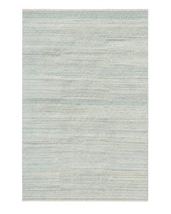 8x10 ft Minimalist Handmade Area Rug in Ivory. Hand-Knotted Wool & Bamboo Carpet