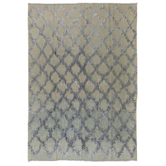 8x10 Ft Modern Hand Knotted Mohair Tulu Rug in Grey. Wool Floor Covering
