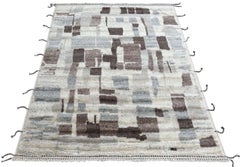 8x10 ft Modern Moroccan Design Berber Rug. 100% Wool. Beni Ourain Carpet