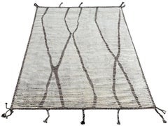 8x10 Ft Modern Moroccan Design Berber Rug. All Wool. Handmade Beni Ourain Carpet