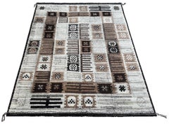 8x10 Ft Modern Moroccan Design Berber Rug. All Wool. Handmade Beni Ourain Carpet