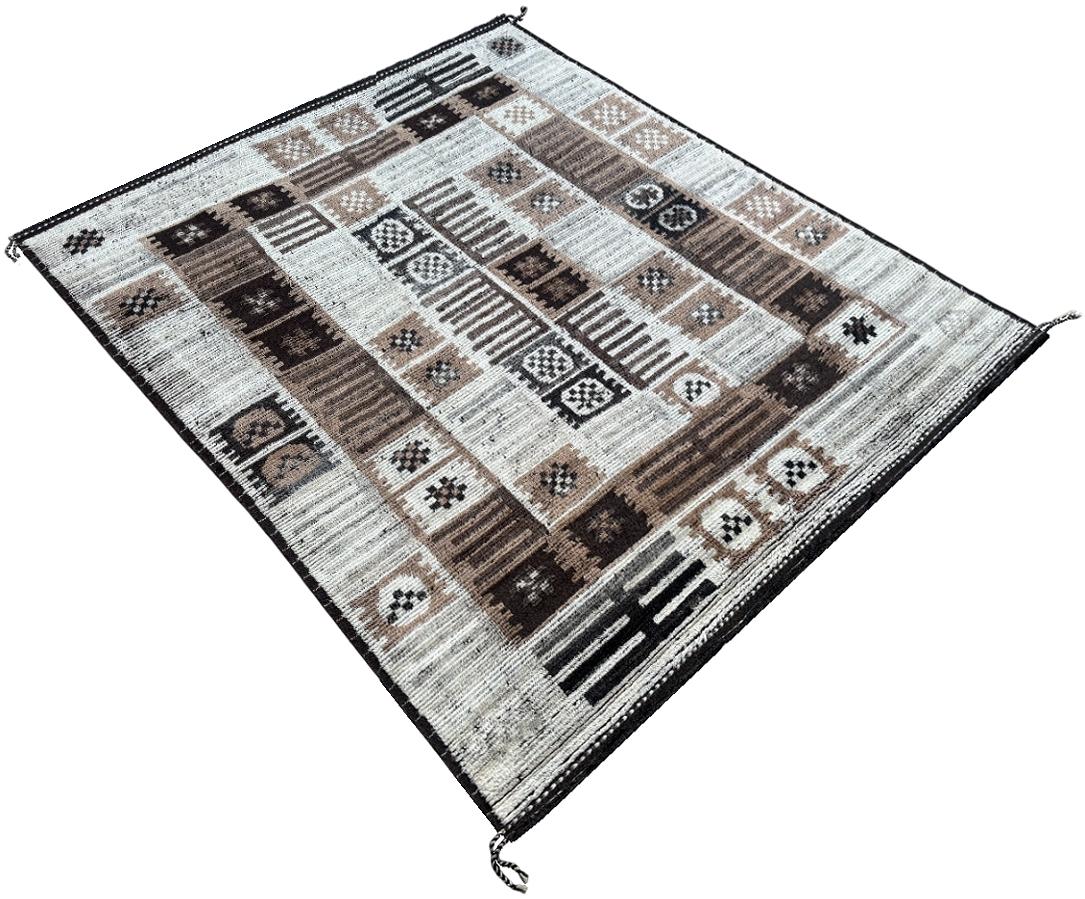 Moderno Tappeto berbero dal design marocchino moderno 8x10 Ft. Tutta lana. Tappeto Beni Ourain fatto a mano in vendita
