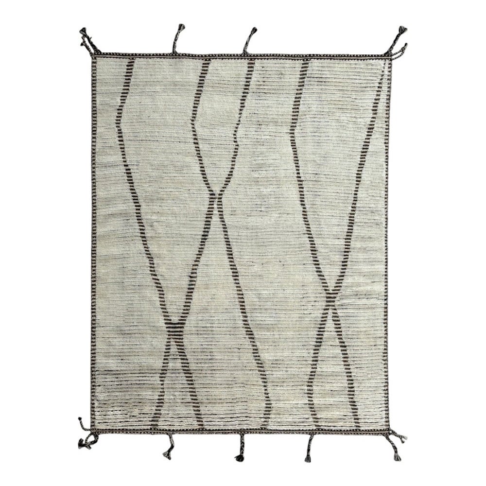 8x10 Ft Moderner marokkanischer Design-Berberteppich. Alle Wolle. Handgefertigter Beni Ourain-Teppich im Angebot