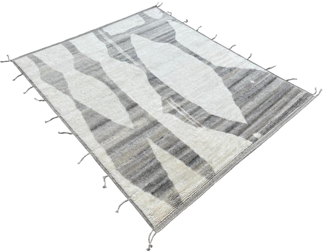 Turkish 8x10 Ft Modern Moroccan style Handmade Rug. 100% Wool. Custom Options Available For Sale