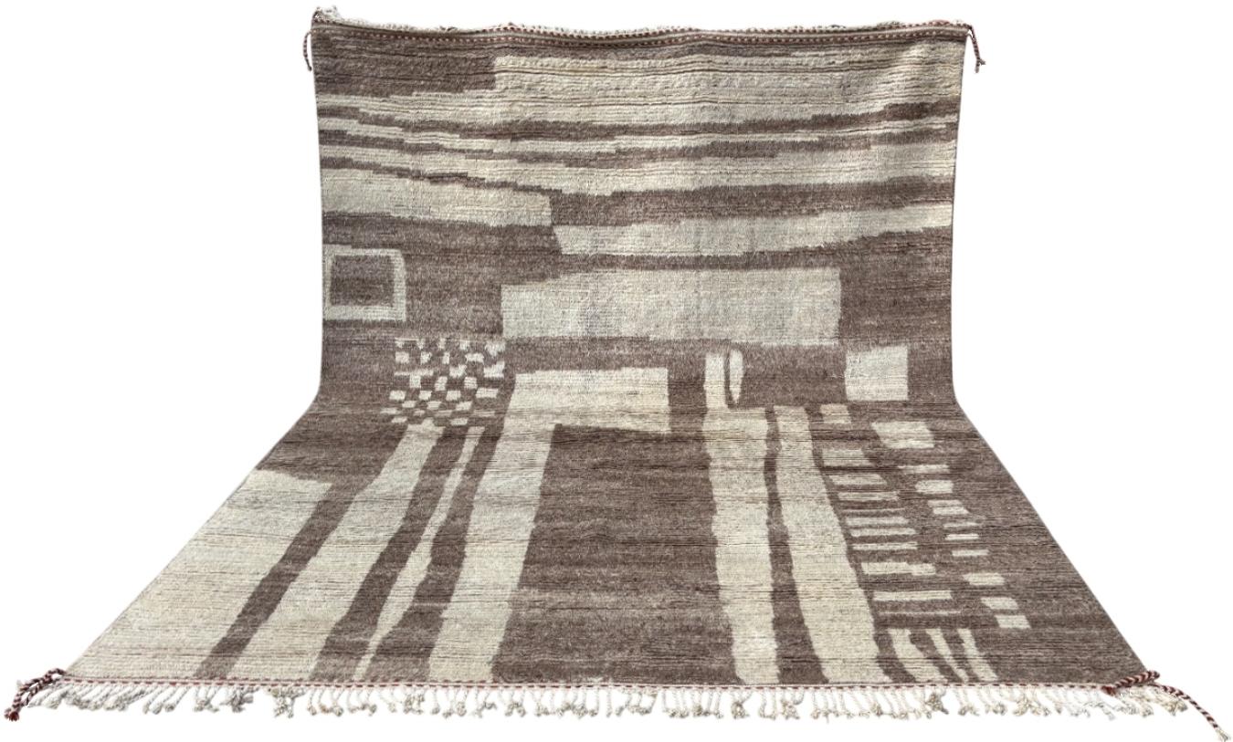 Hand-Knotted 8x10 Ft Modern Moroccan style Handmade Rug. 100% Wool. Custom Options Available For Sale