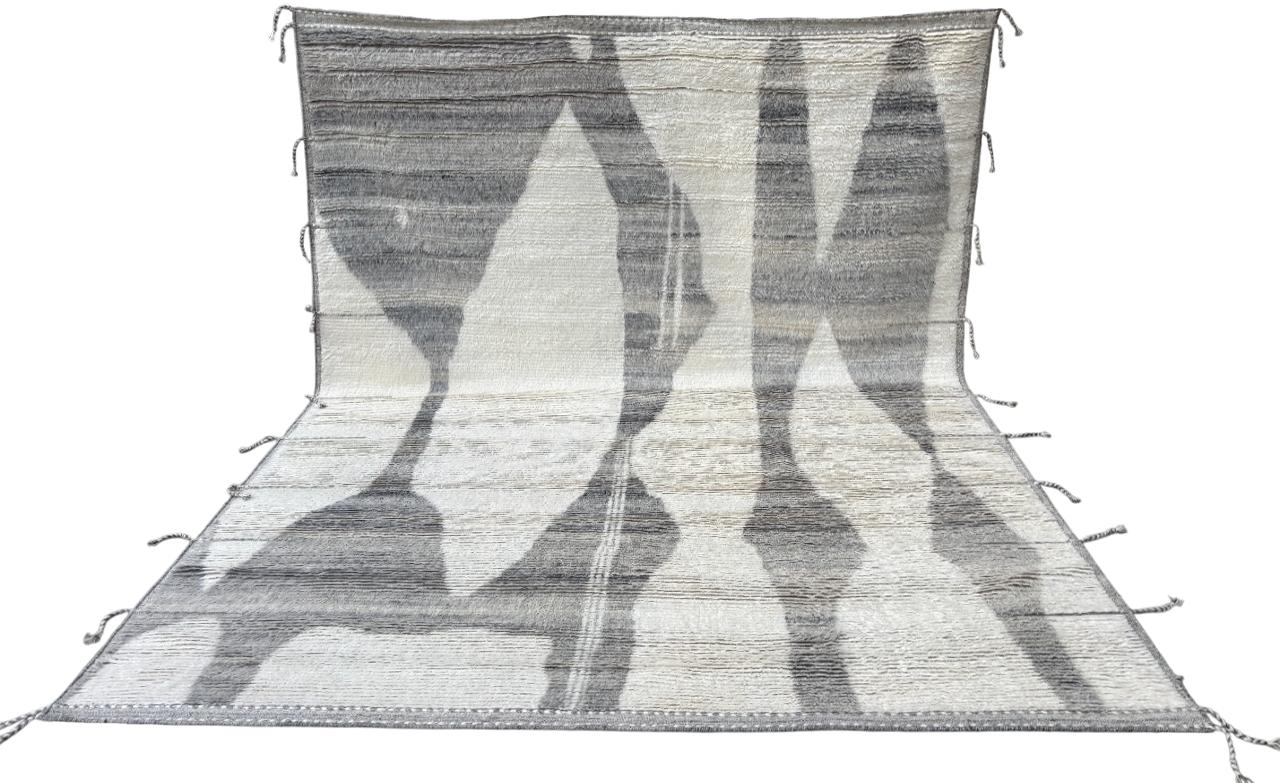 Hand-Knotted 8x10 Ft Modern Moroccan style Handmade Rug. 100% Wool. Custom Options Available For Sale