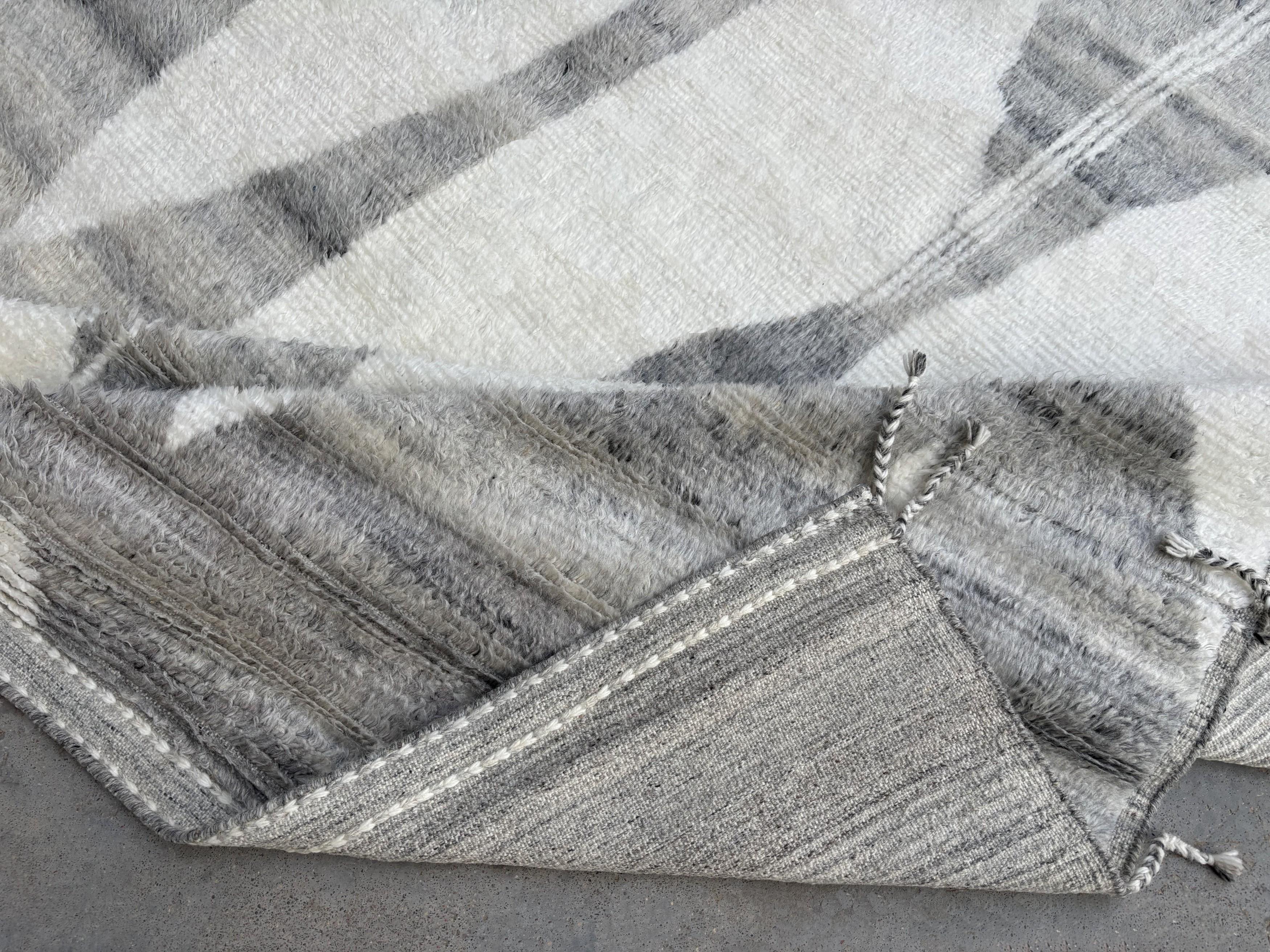 Contemporary 8x10 Ft Modern Moroccan style Handmade Rug. 100% Wool. Custom Options Available For Sale