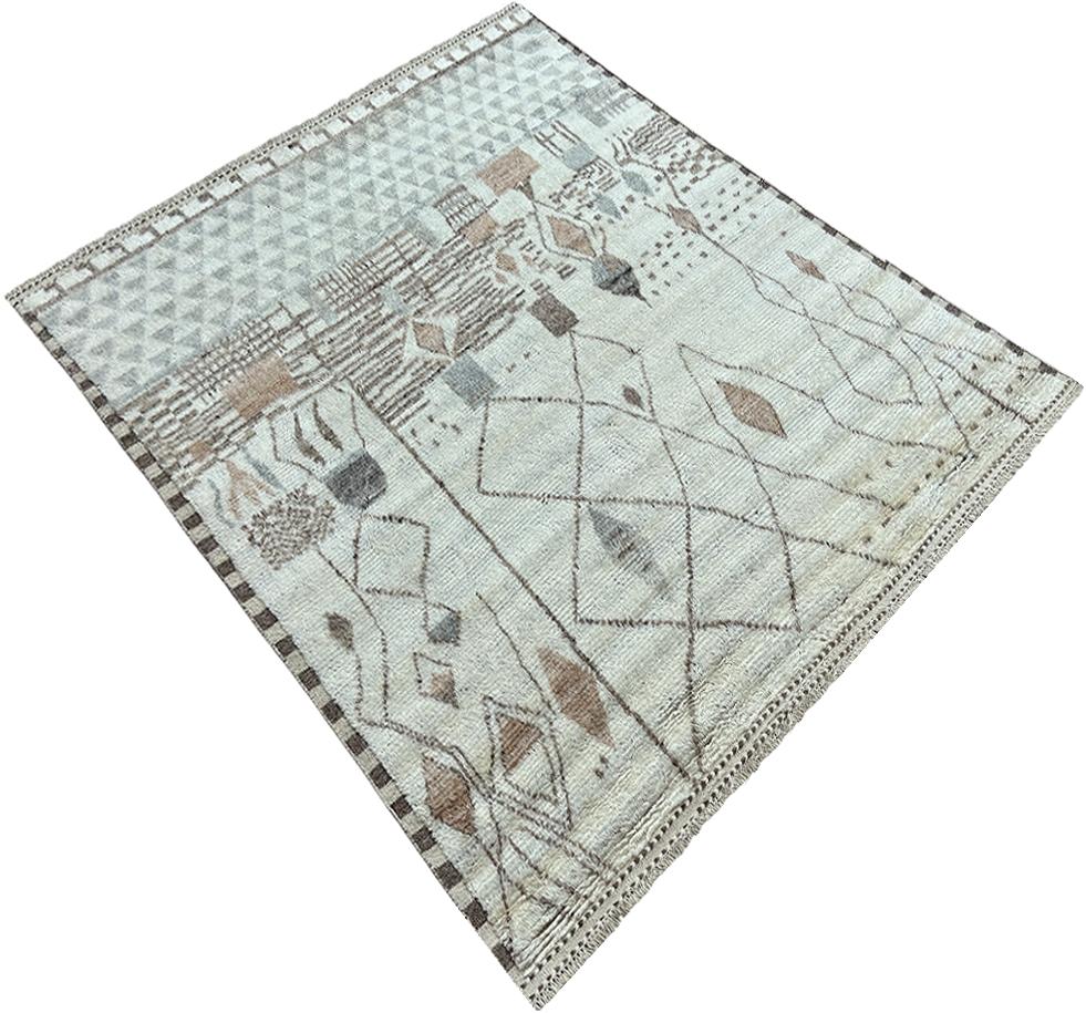 Alfombra bereber de diseño marroquí de 2,5 metros. 100% lana. Alfombra Beni Ourain hecha a mano Moderno en venta