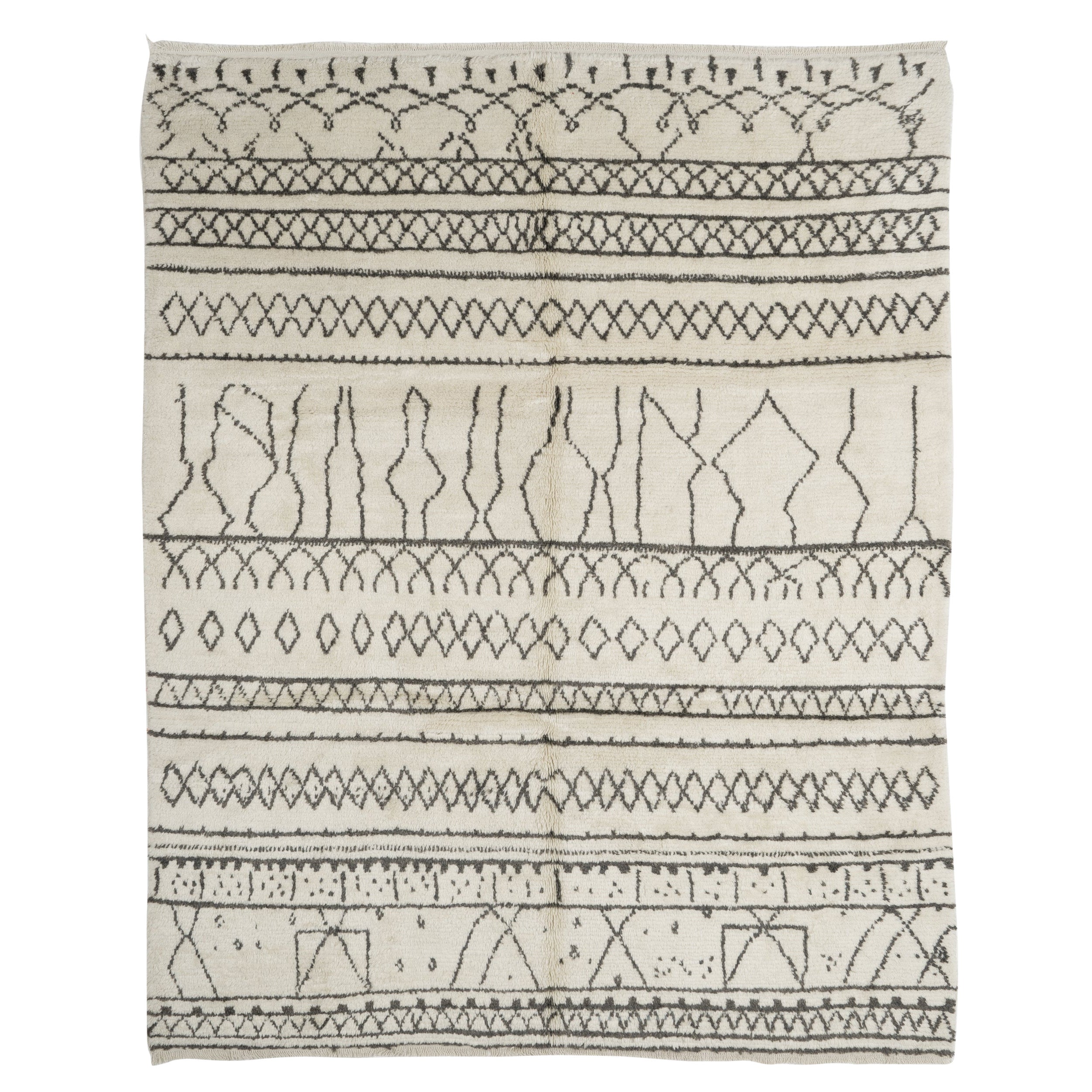 8x10 ft Moroccan Hand-Knotted Rug, 100% Natural Un-Dyed Wool, Beni Ourain Carpet