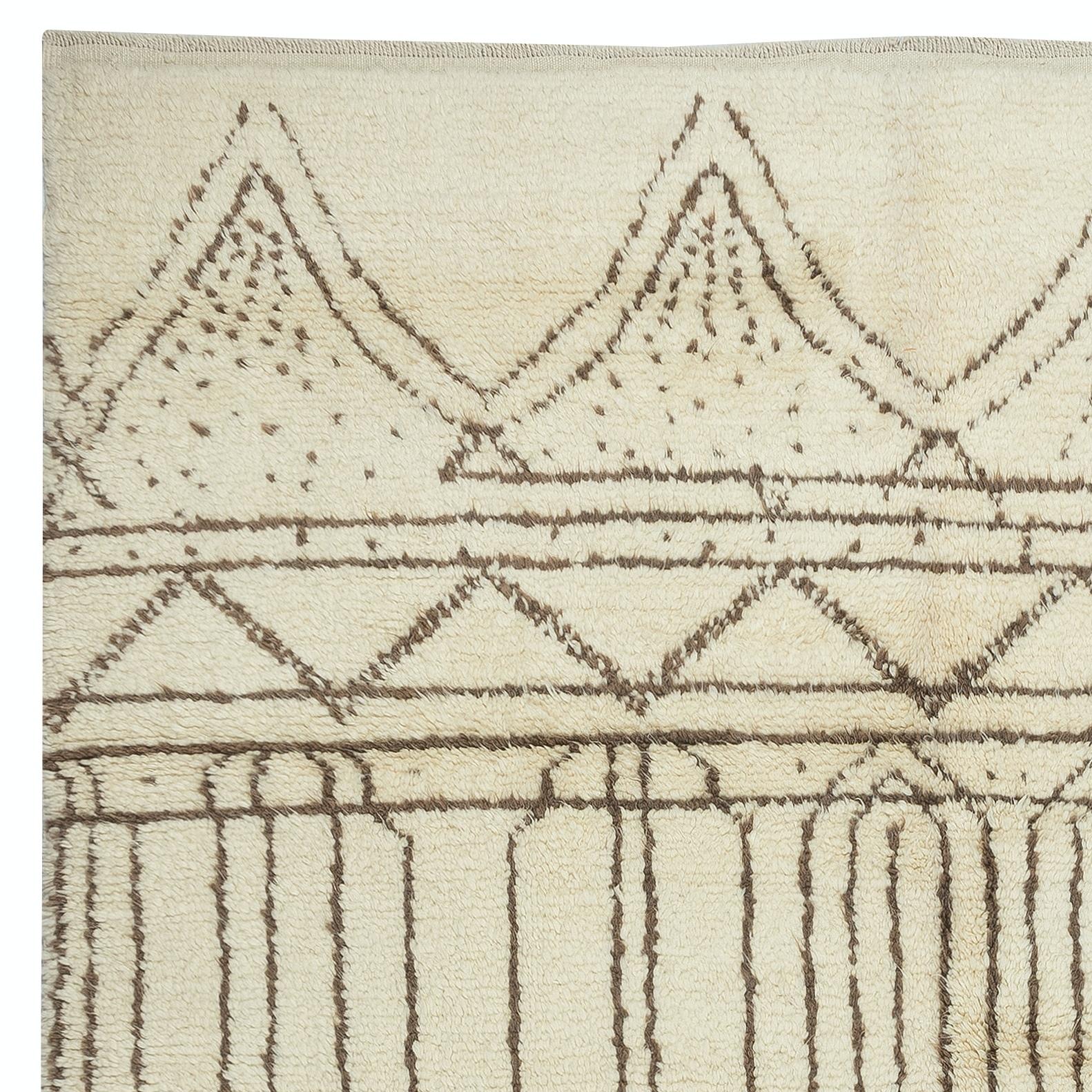 Noué à la main 8x10 Ft Moroccan Tulu Rug, 100% Natural Wool, Modern Handmade Carpet (Tapis de tulu marocain, 100% laine naturelle, fait à la main) en vente