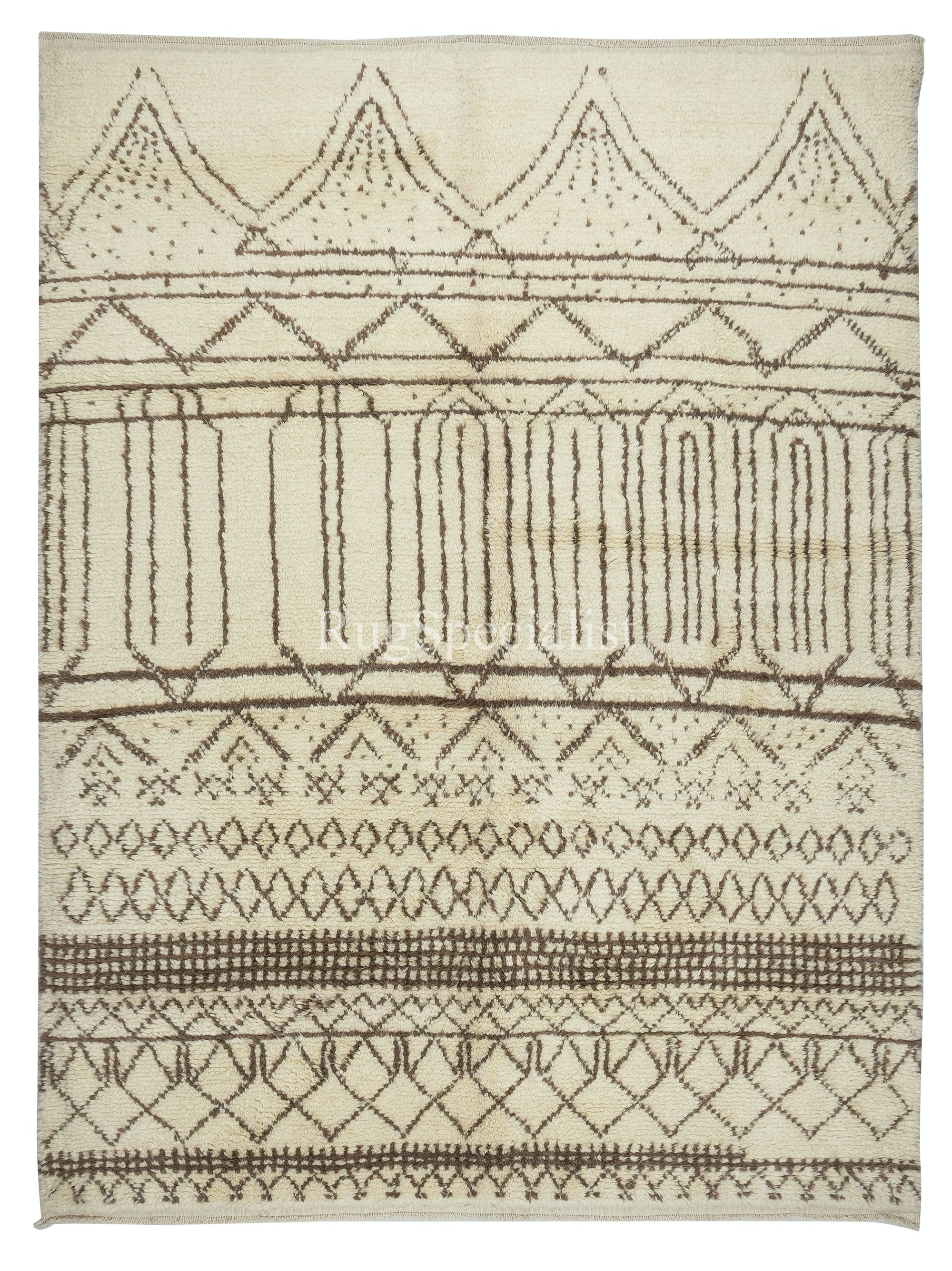 8x10 Ft Moroccan Tulu Rug, 100% Natural Wool, Modern Handmade Carpet (Tapis de tulu marocain, 100% laine naturelle, fait à la main) en vente
