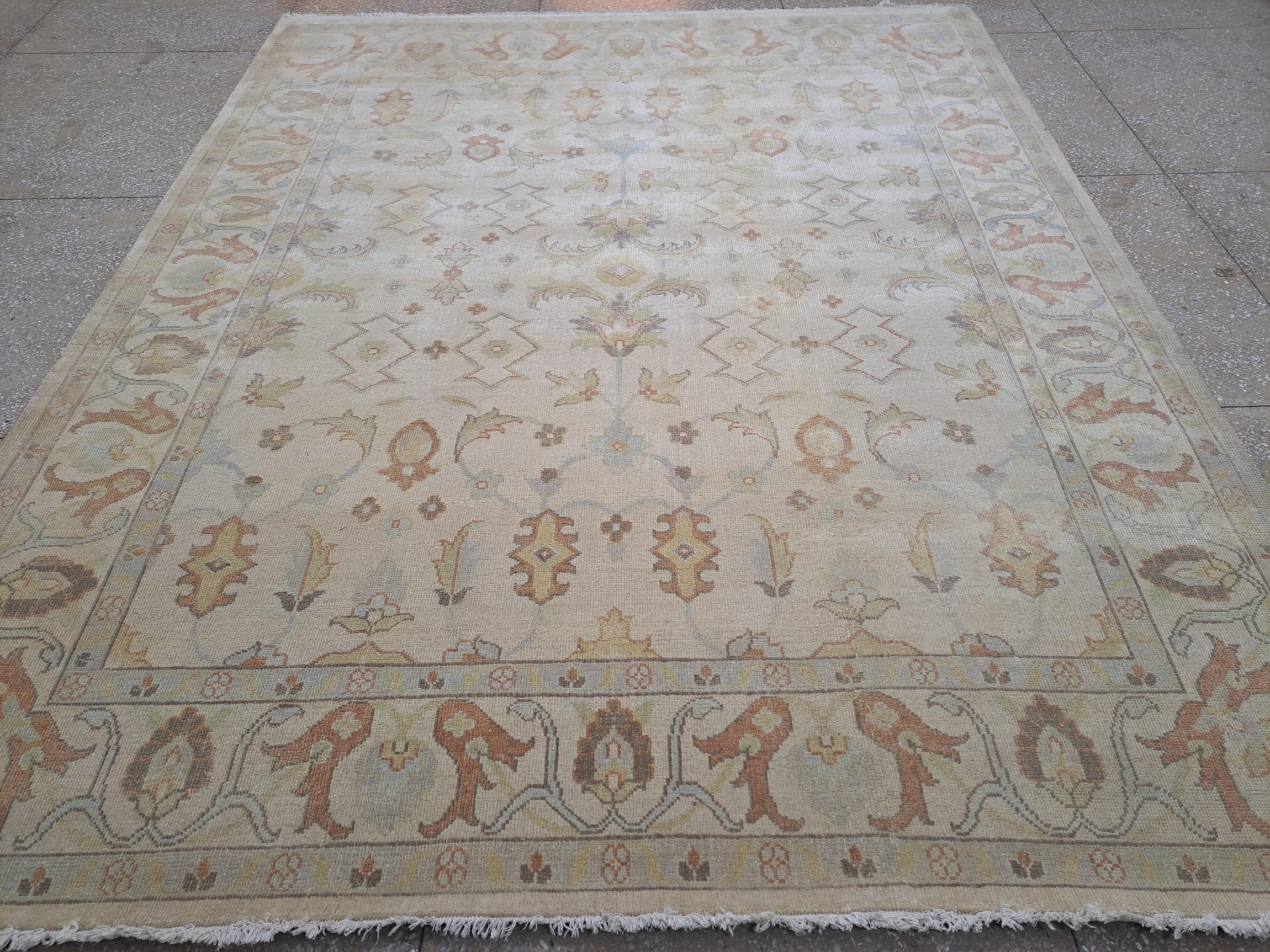 Tappeto Oushak 8x10 Ft New Annodato a mano. 100% Lana naturale. Opzioni personalizzate disponibili in vendita 1