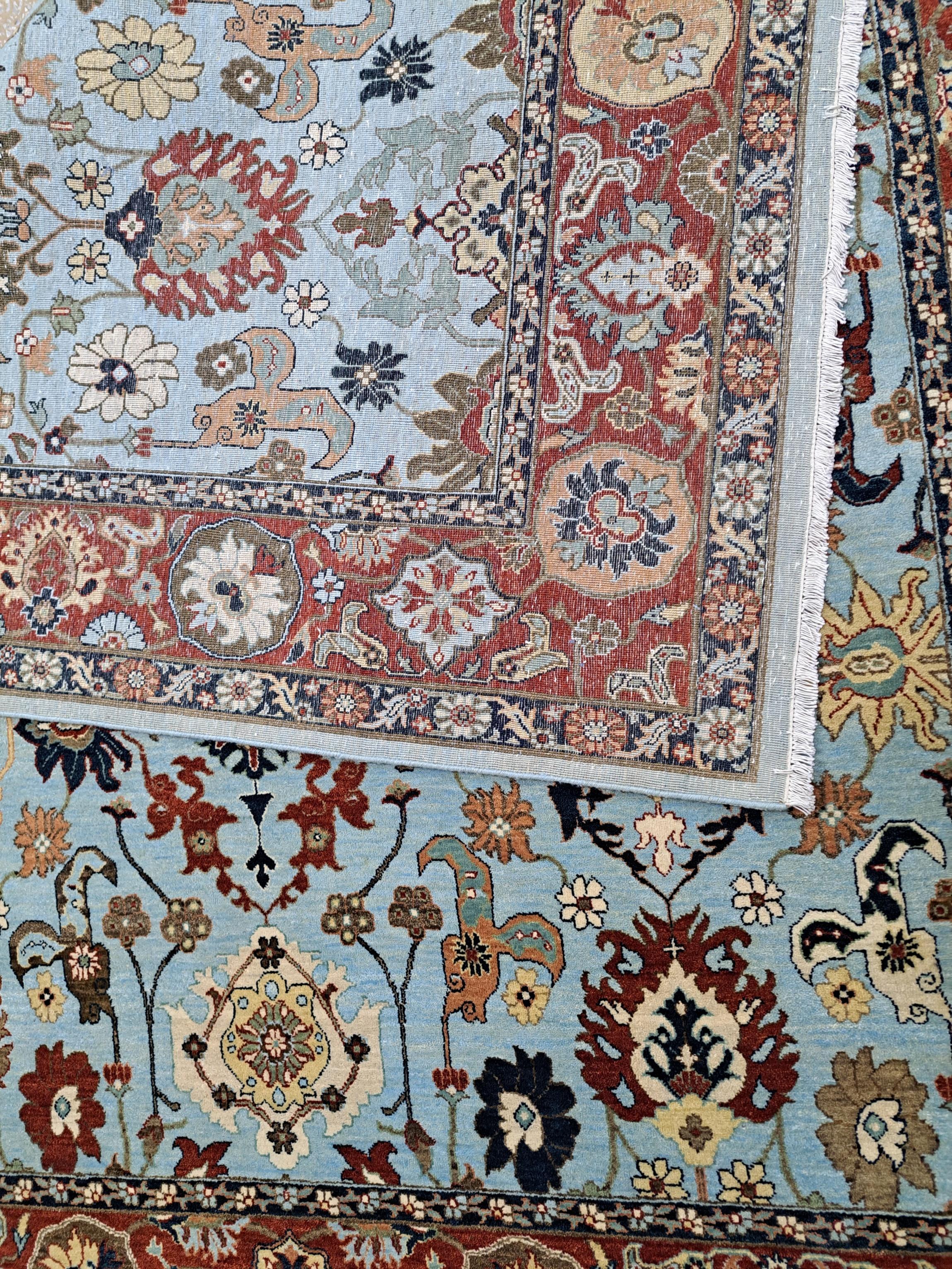 8x10 Ft New Hand-Knüpfteppich. 100% Wolle. Antiker Heriz Design-Teppich (Indisch) im Angebot