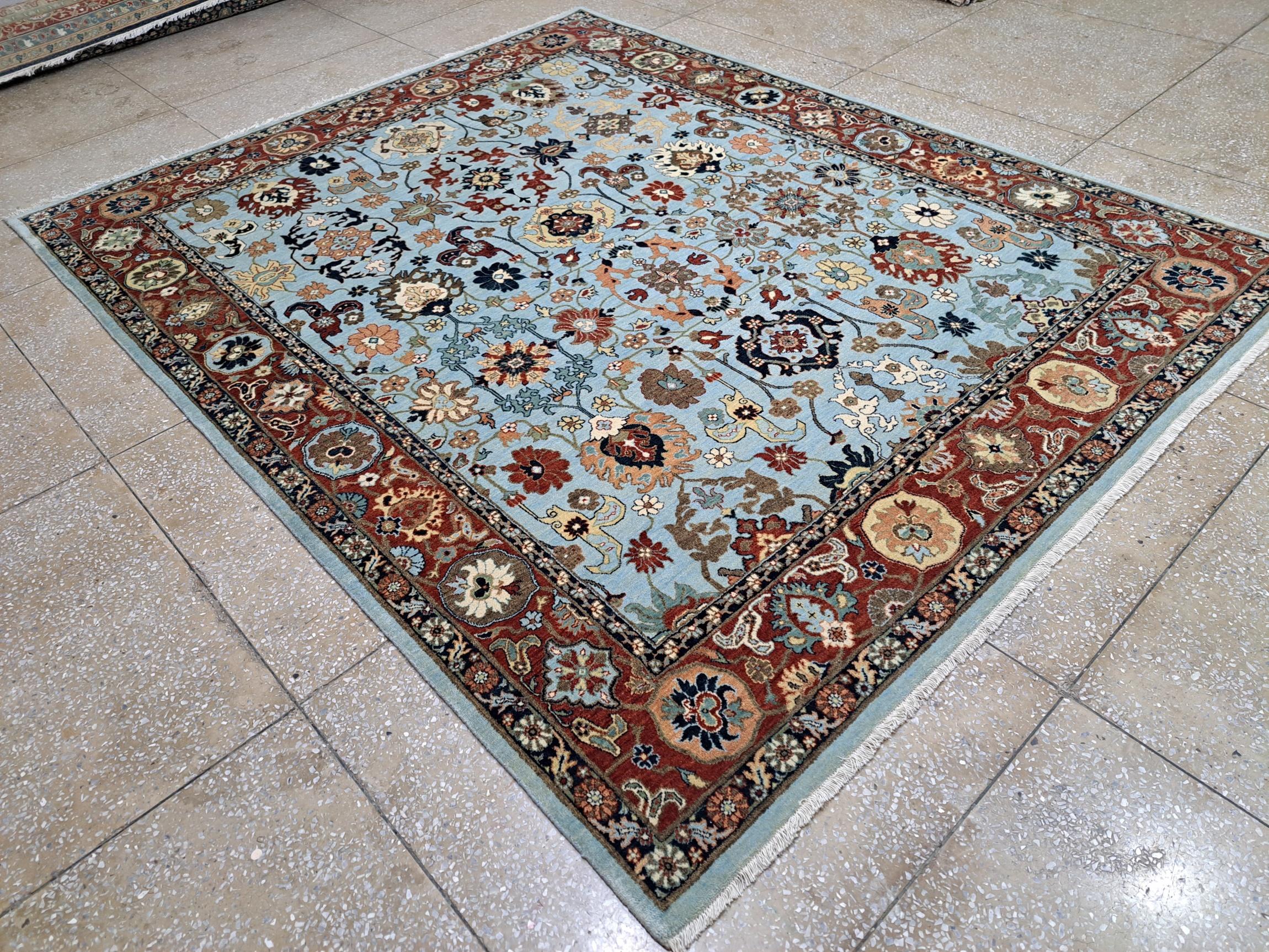 8x10 Ft New Hand-Knüpfteppich. 100% Wolle. Antiker Heriz Design-Teppich (Handgeknüpft) im Angebot