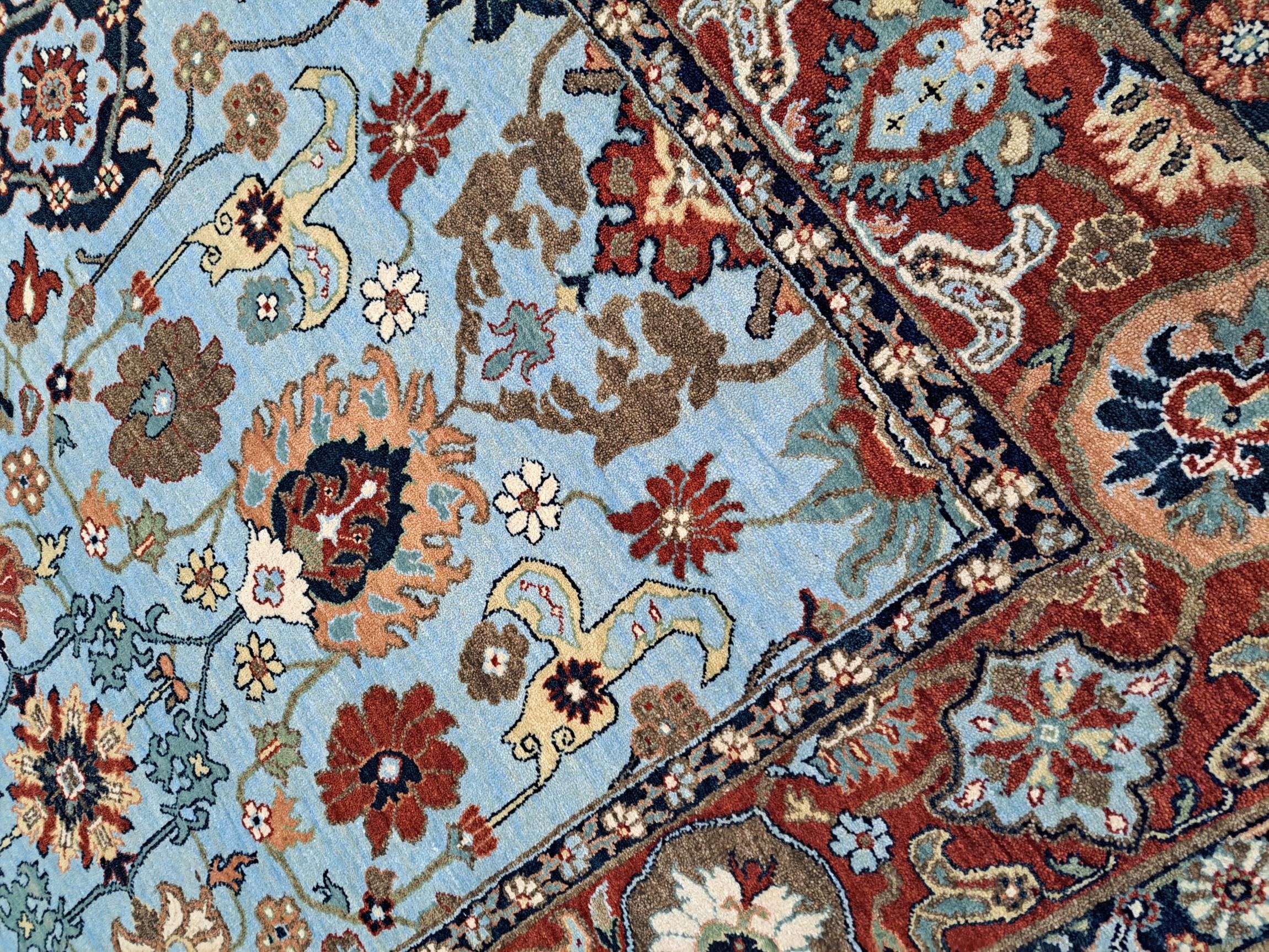 8x10 Ft New Hand-Knüpfteppich. 100% Wolle. Antiker Heriz Design-Teppich (21. Jahrhundert und zeitgenössisch) im Angebot