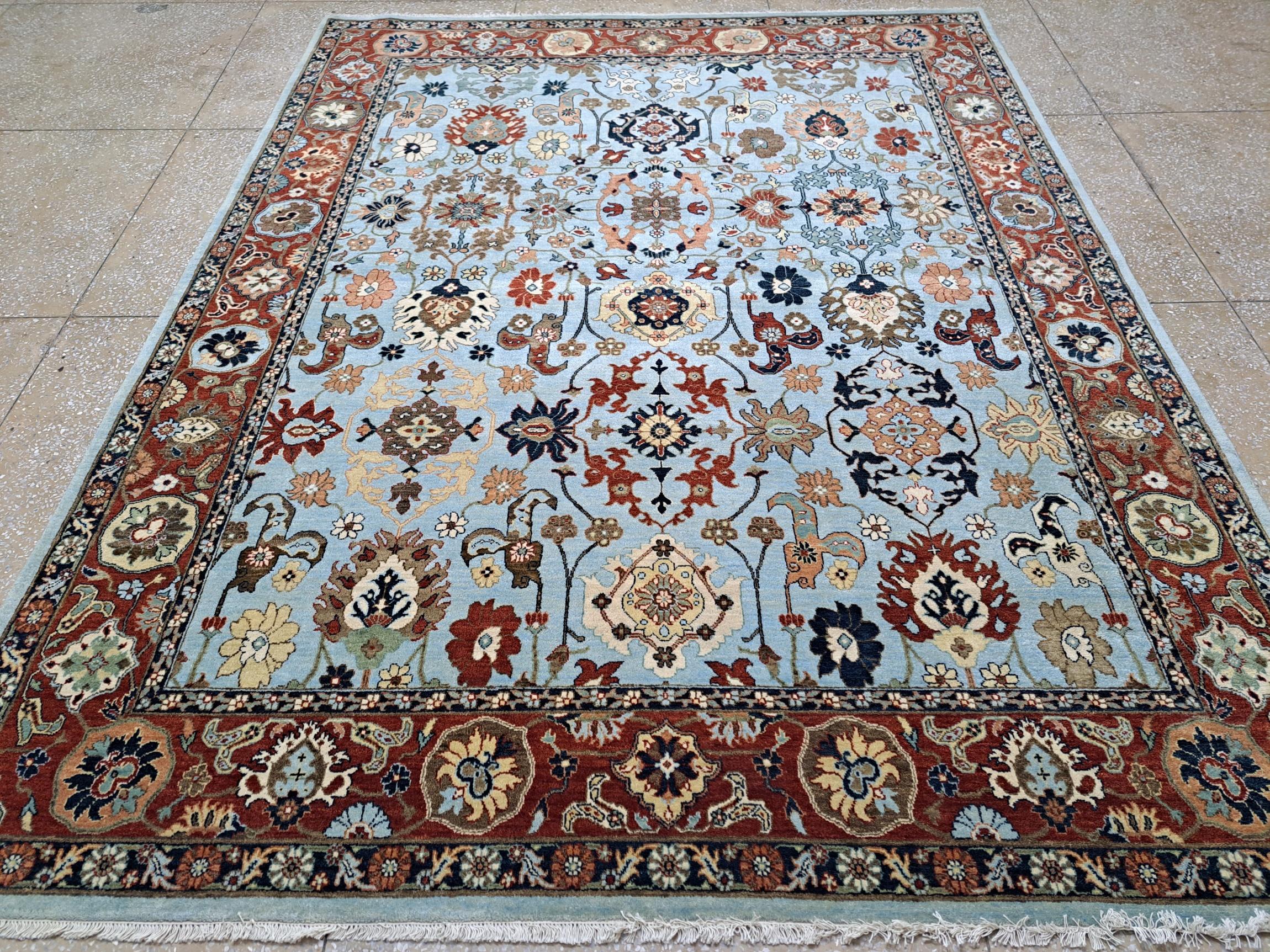 8x10 Ft New Hand-Knüpfteppich. 100% Wolle. Antiker Heriz Design-Teppich im Angebot 2