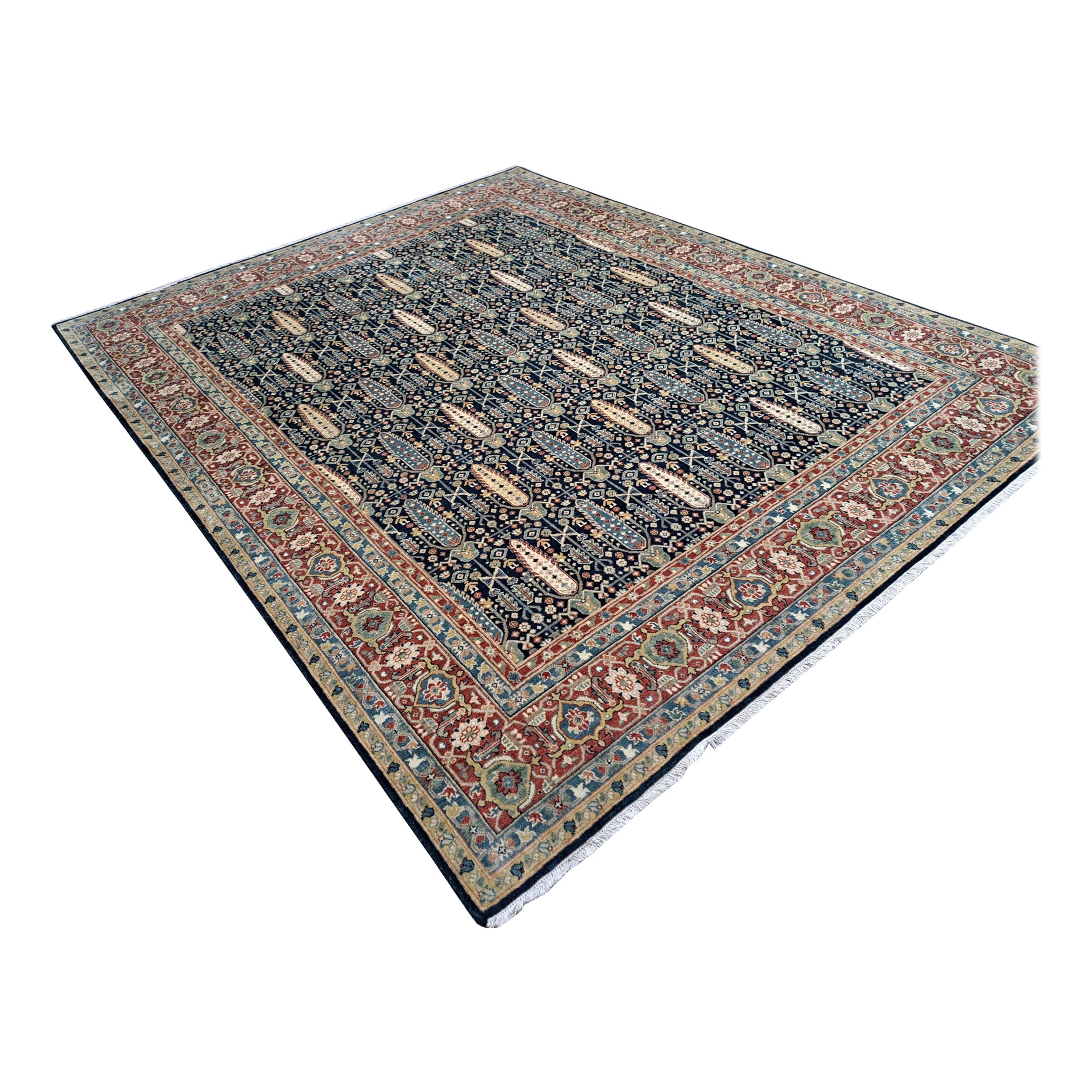 8x10 Ft New Hand-Knüpfteppich. 100% Wolle. Antikes Heriz-Design. Maßgefertigte Optionen A.