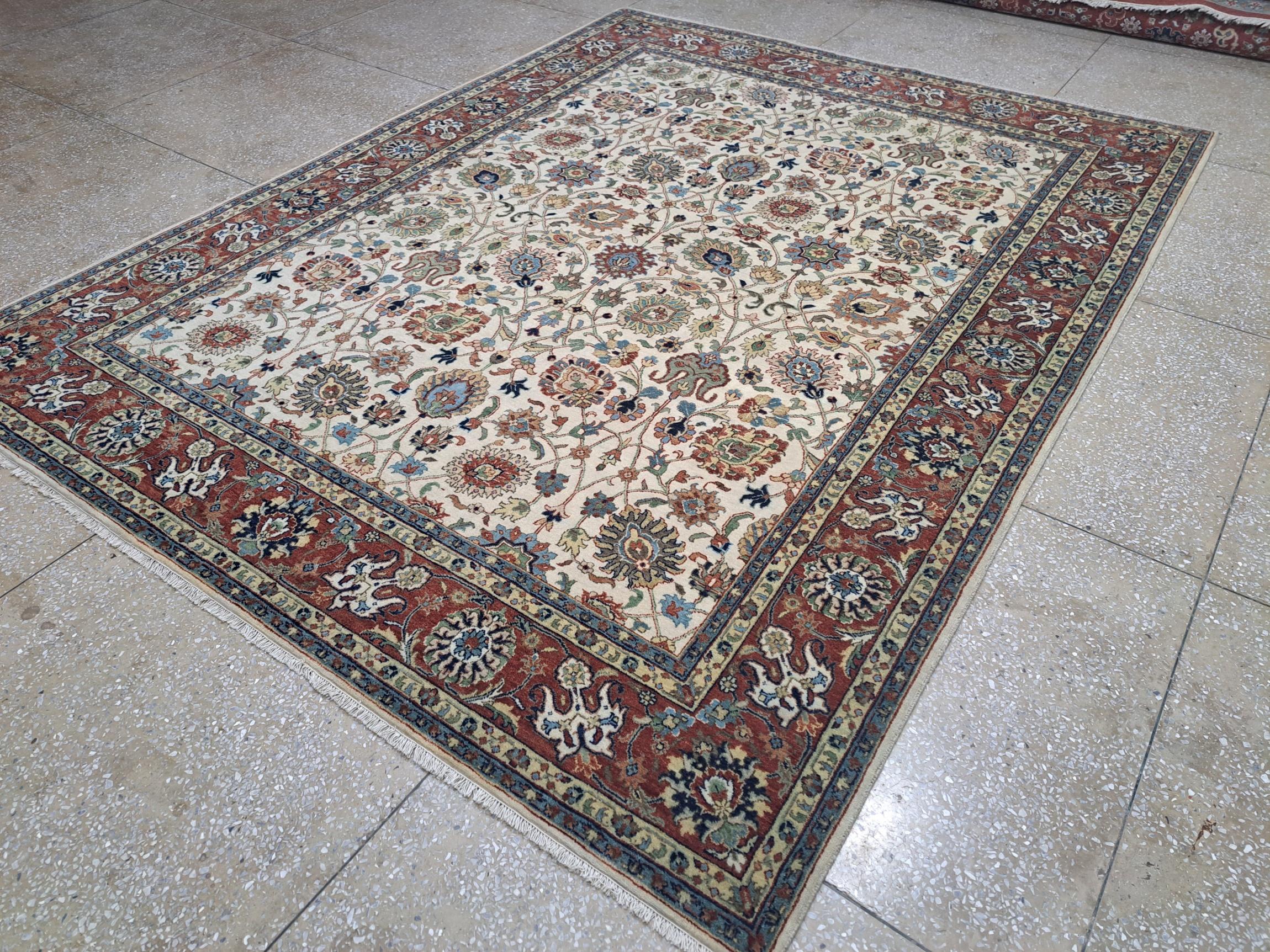 8x10 Ft New Hand-Knüpfteppich mit antikem Heriz-Design. Handgefertigter Luxus-Teppich (Heriz Serapi) im Angebot