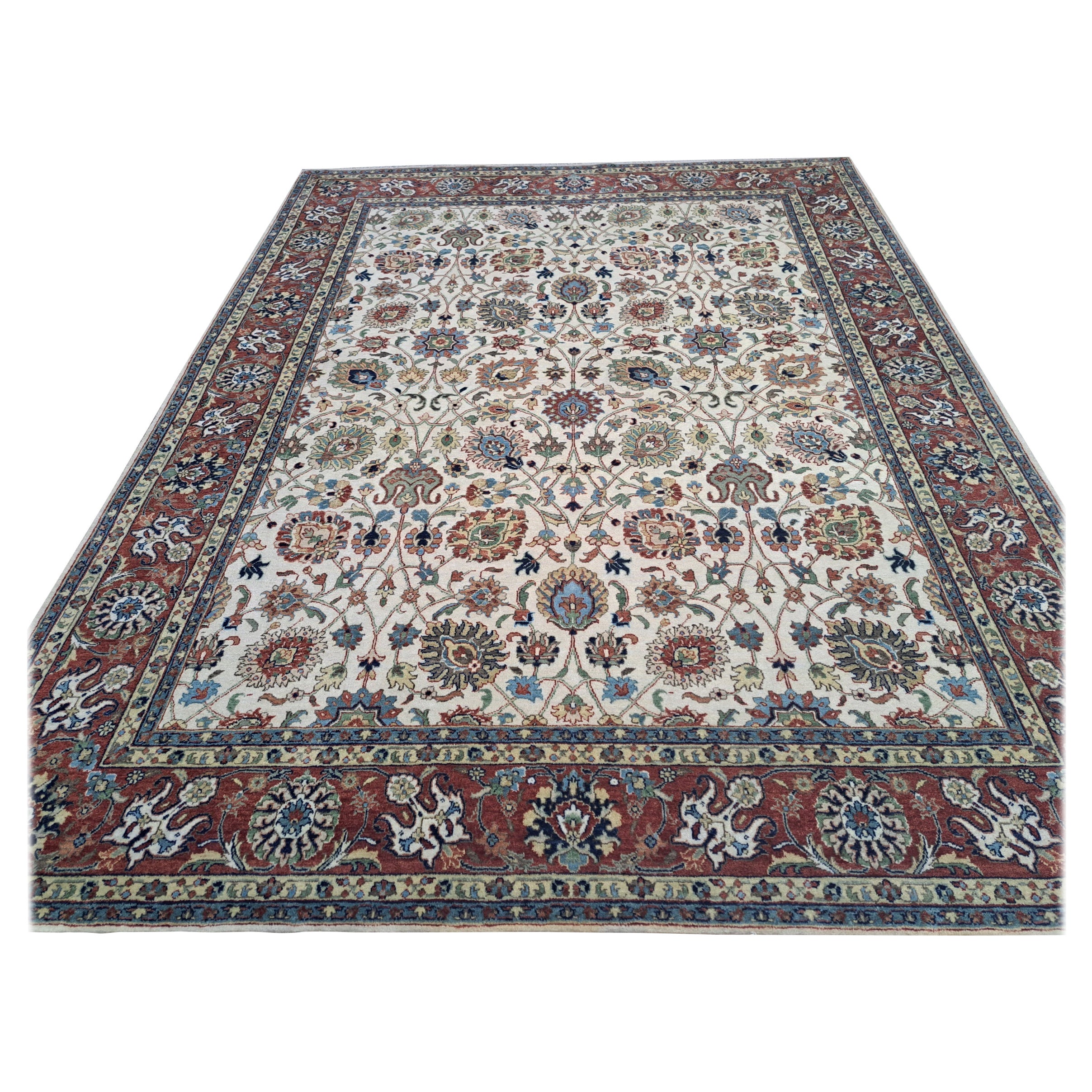 8x10 Ft New Hand-Knüpfteppich mit antikem Heriz-Design. Handgefertigter Luxus-Teppich