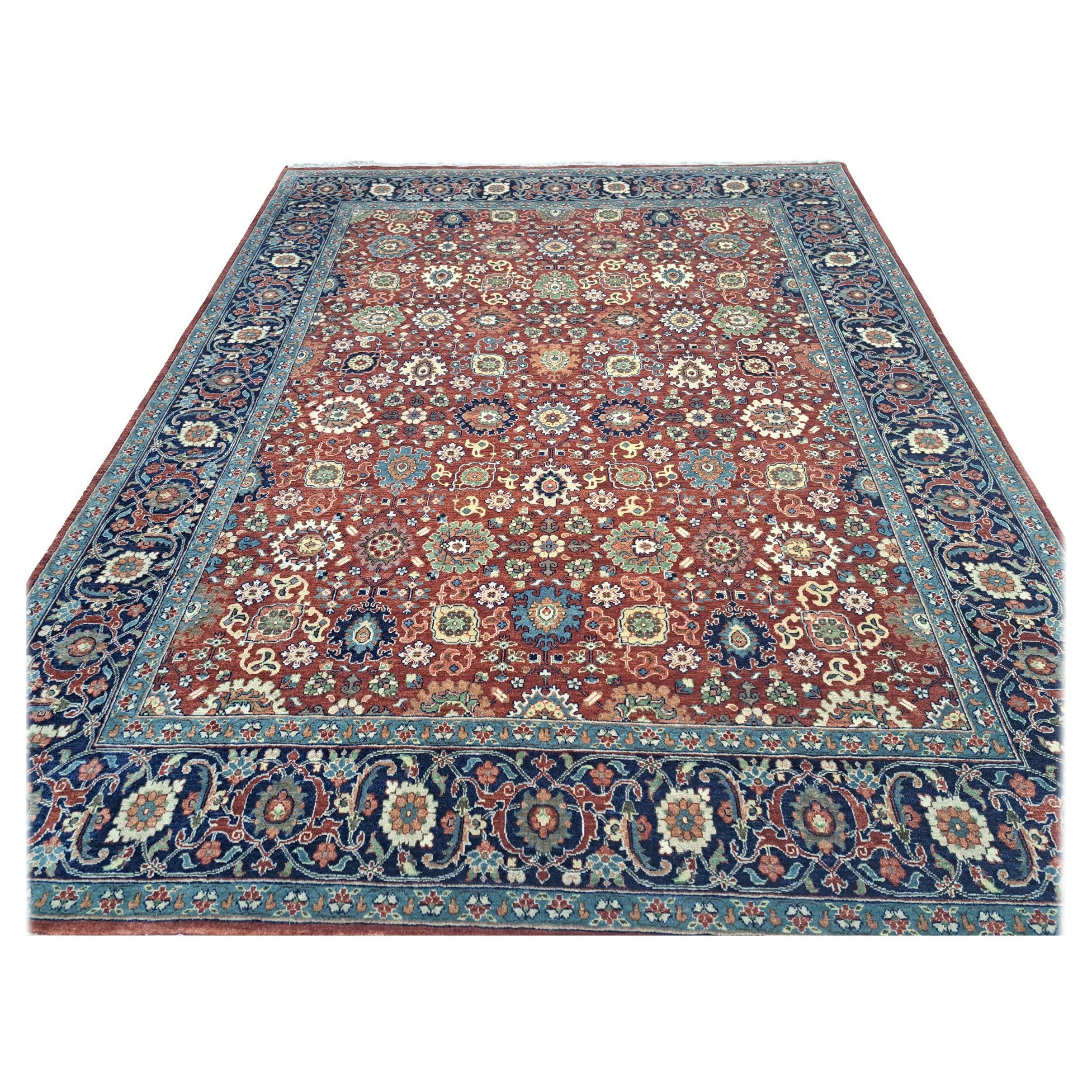 8x10 Ft New Hand-Knüpfteppich mit antikem Heriz-Design. Handgefertigter Luxus-Teppich