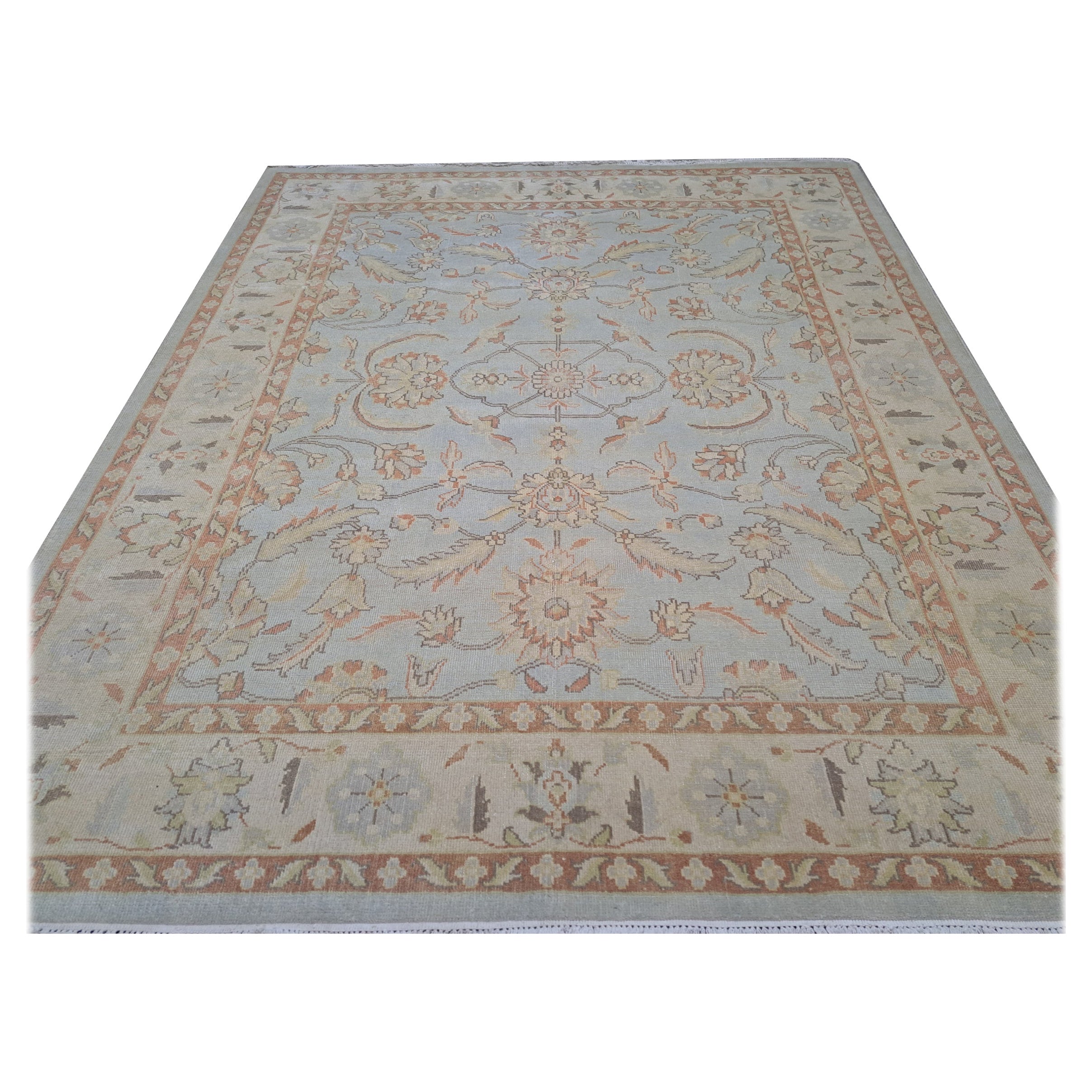 Tappeto Oushak 8x10 Ft New Handmade. 100% lana, dimensioni personalizzate, artigianato indiano