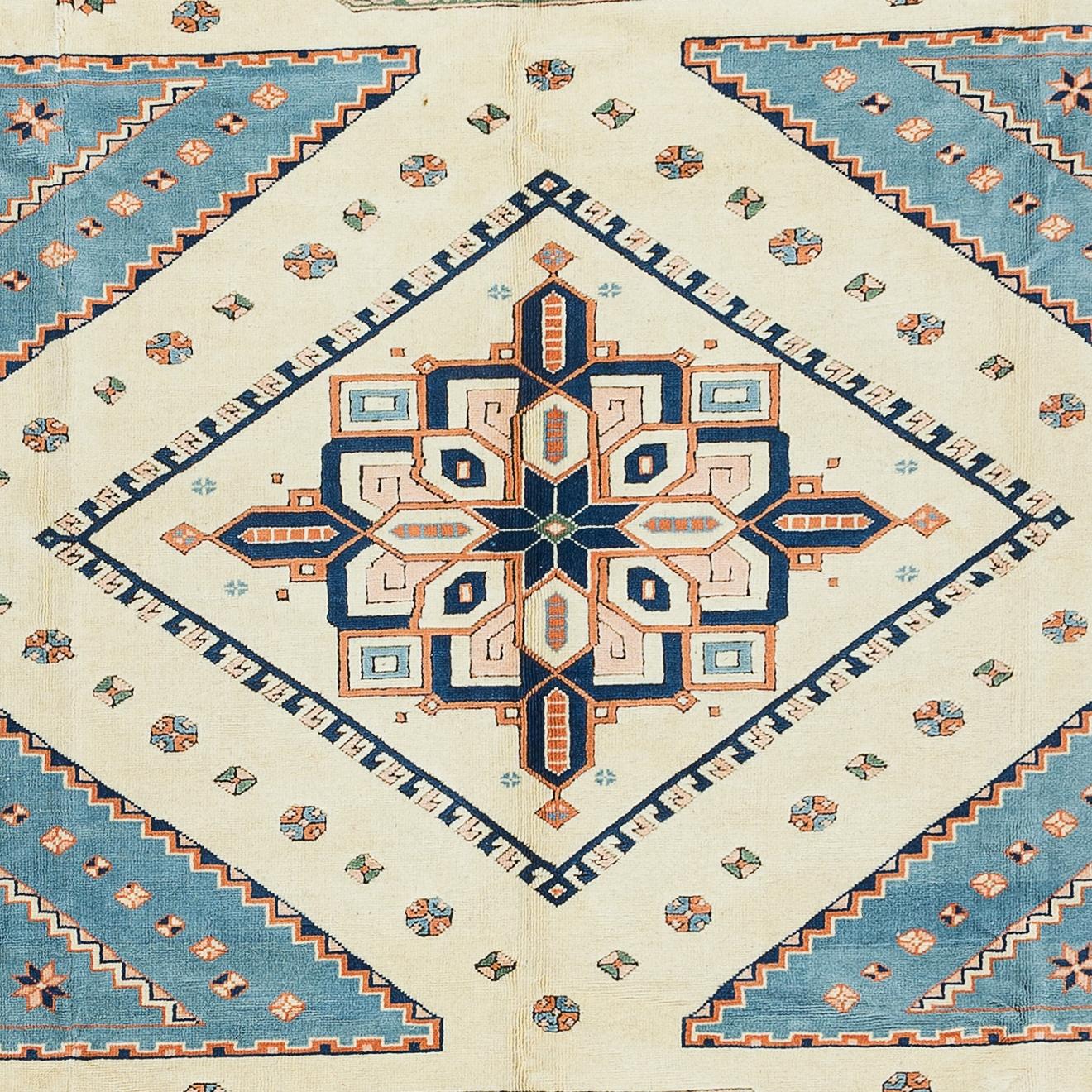 Turco Tappeto turco moderno annodato a mano 8x10 Ft, tappeto geometrico fatto a mano, interamente in lana in vendita