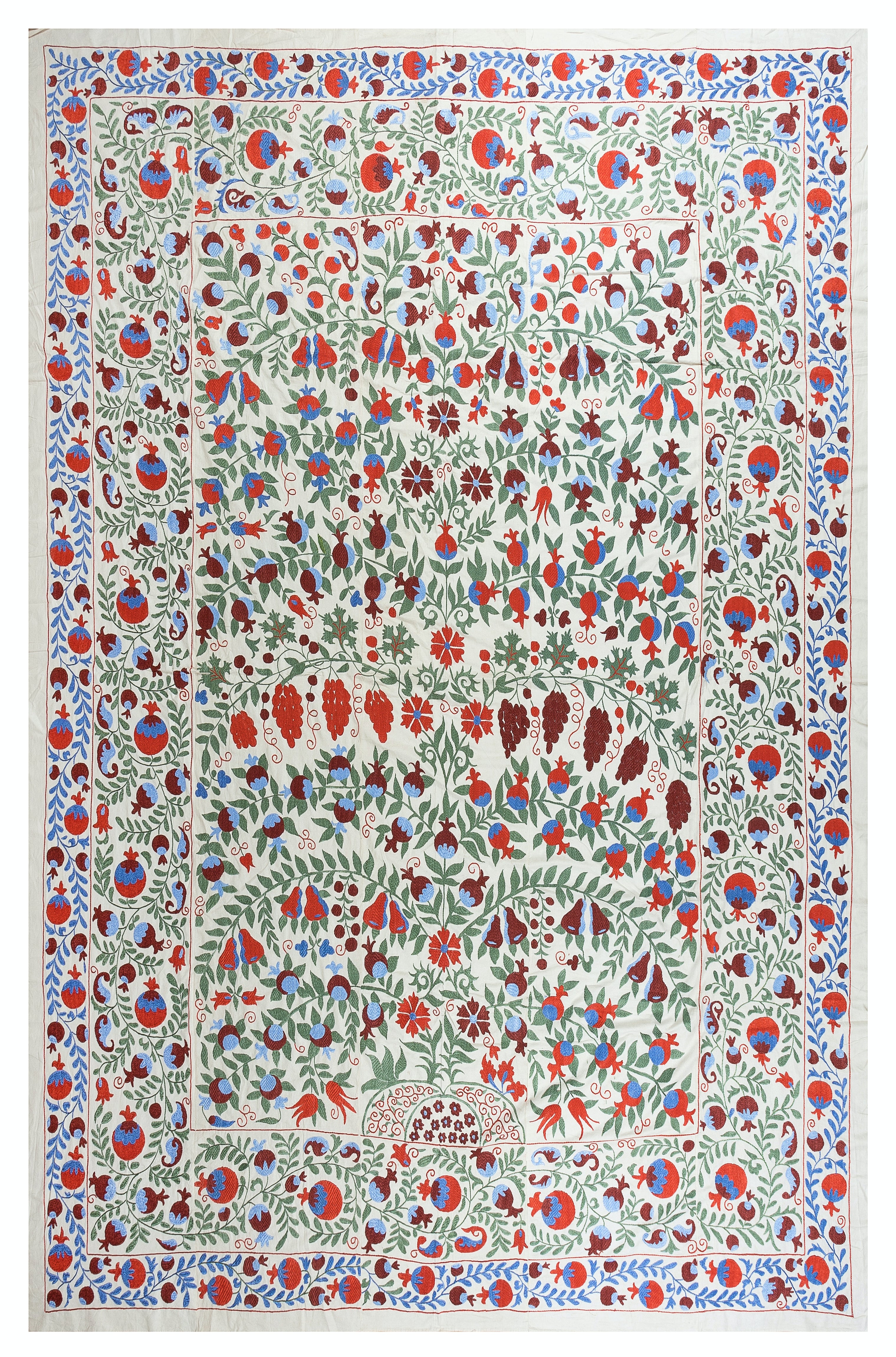 8x10 Ft Seide bestickte Bettbezug, Suzani Wandbehang, prächtiger Wandteppich, Suzani Wandteppich