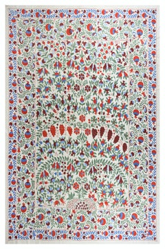 8x10 Ft Seide bestickte Bettbezug, Suzani Wandbehang, prächtiger Wandteppich, Suzani Wandteppich