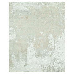 8'x10' Ghost White Hand Knotted Galaxy Abstract Design Wool and Silk Rug