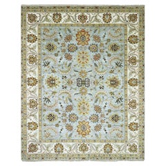 8'x10' Glacier Gray Hand Knotted Agra with Ziegler Design Wool Oriental Rug