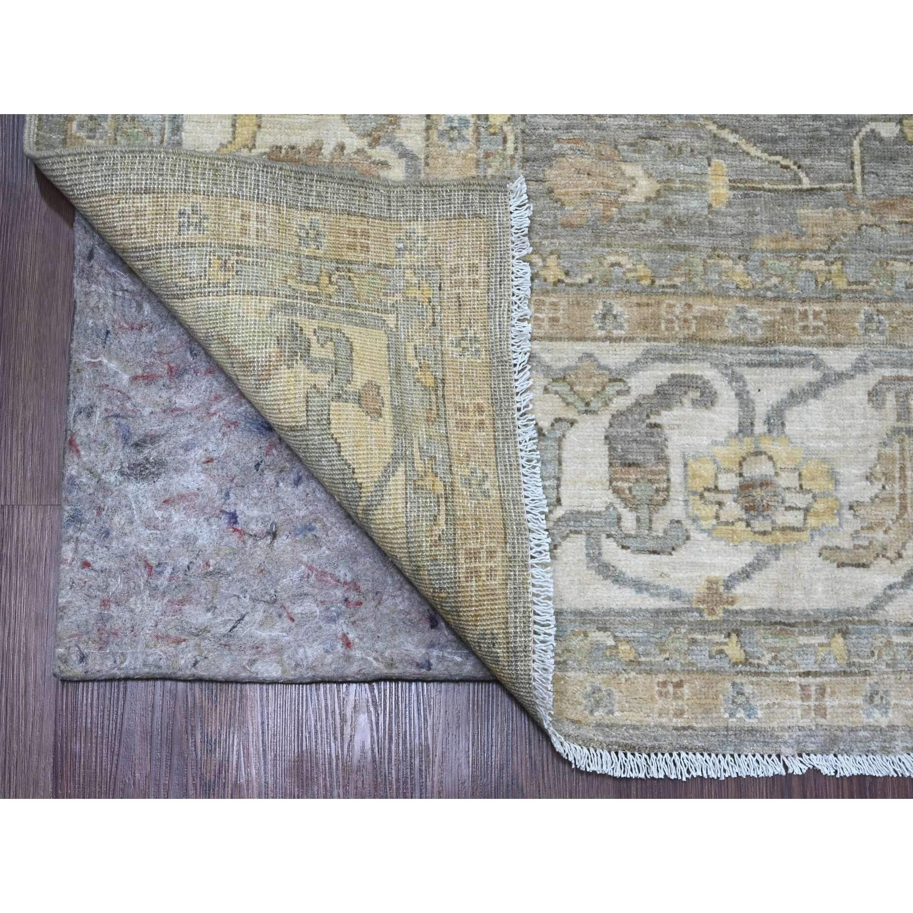 Afghano 8'x10' Tappeto afgano grigio Peshawar con disegno Heriz all over in lana annodato a mano in vendita