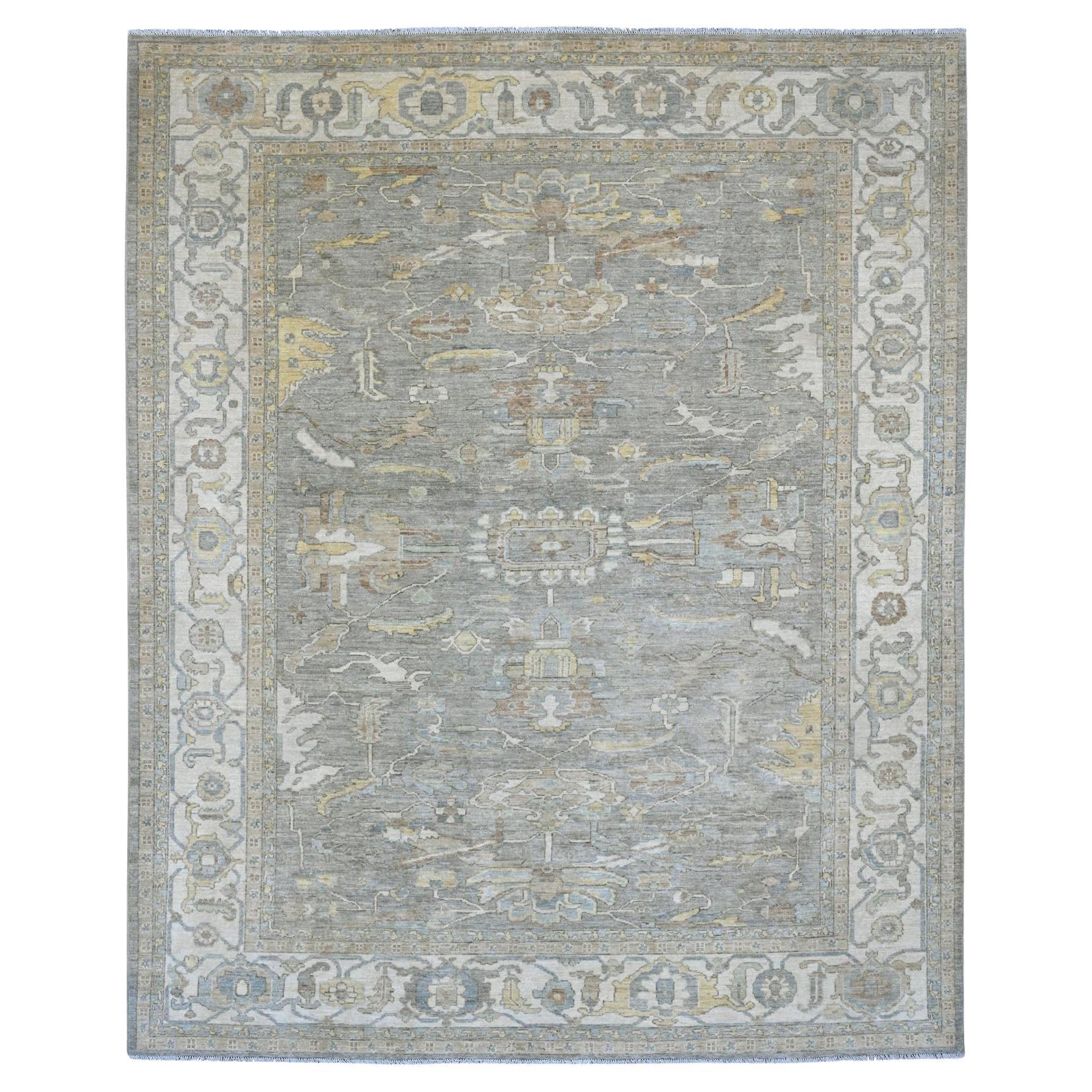 8
x10
Grauer afghanischer Peshawar mit Heriz All Over Design Wollteppich handgeknüpft