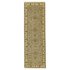 8x10 Gray Hand-Knotted Wool Floral Border Accented Traditional Carpet Rug