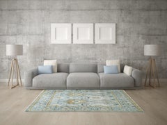 8x10 Gray Hand-Knotted Wool Framed Rosettes Geometric Modern Carpet Rug
