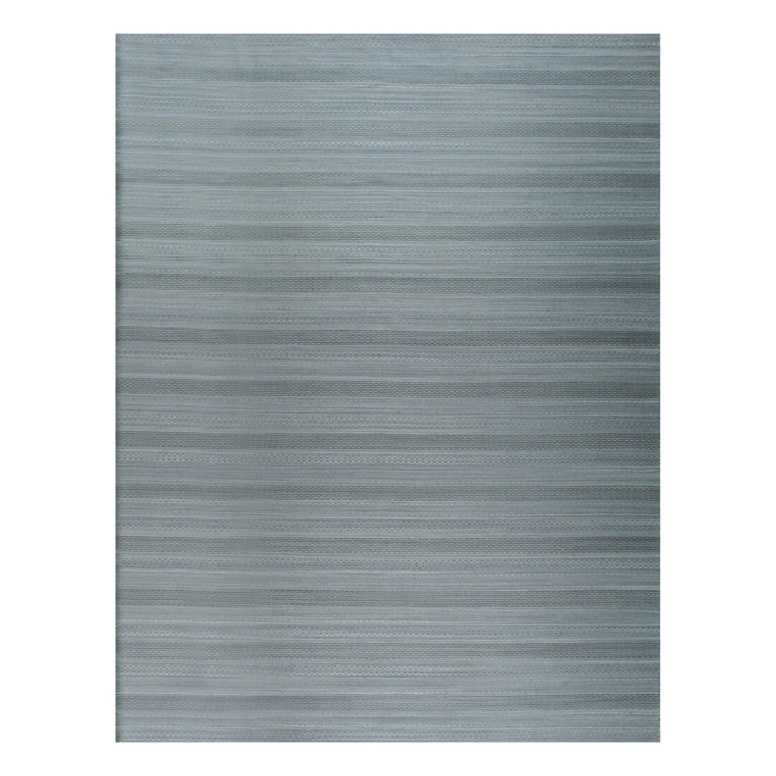 8x10 Gray Hand-Knotted Wool Striated Bands Geometric Modern Carpet Rug