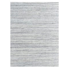 8x10 Gray Hand-Knotted Wool Striated Geometric Modern Carpet Rug
