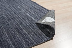 8x10 Gray Hand-Knotted Wool Striated Texture Geometric Modern Carpet Rug