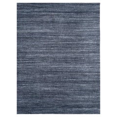 8x10 Gray Hand-Knotted Wool Striated Texture Geometric Modern Carpet Rug