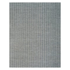 8x10 Gray Hand-Knotted Wool Subtle Vertical Stripes Geometric Modern Carpet Rug