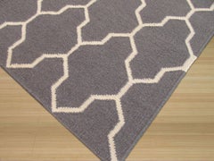 8x10 Gray Hand-Knotted Wool Trellis Linkage Geometric Modern Carpet Rug