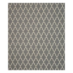 8x10 Gray Hand-Knotted Wool Trellis Linkage Geometric Modern Carpet Rug
