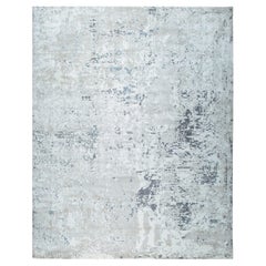 8x10 Gray Machine Made Wool Distressed Texture Abstract Modern Carpet Rug
