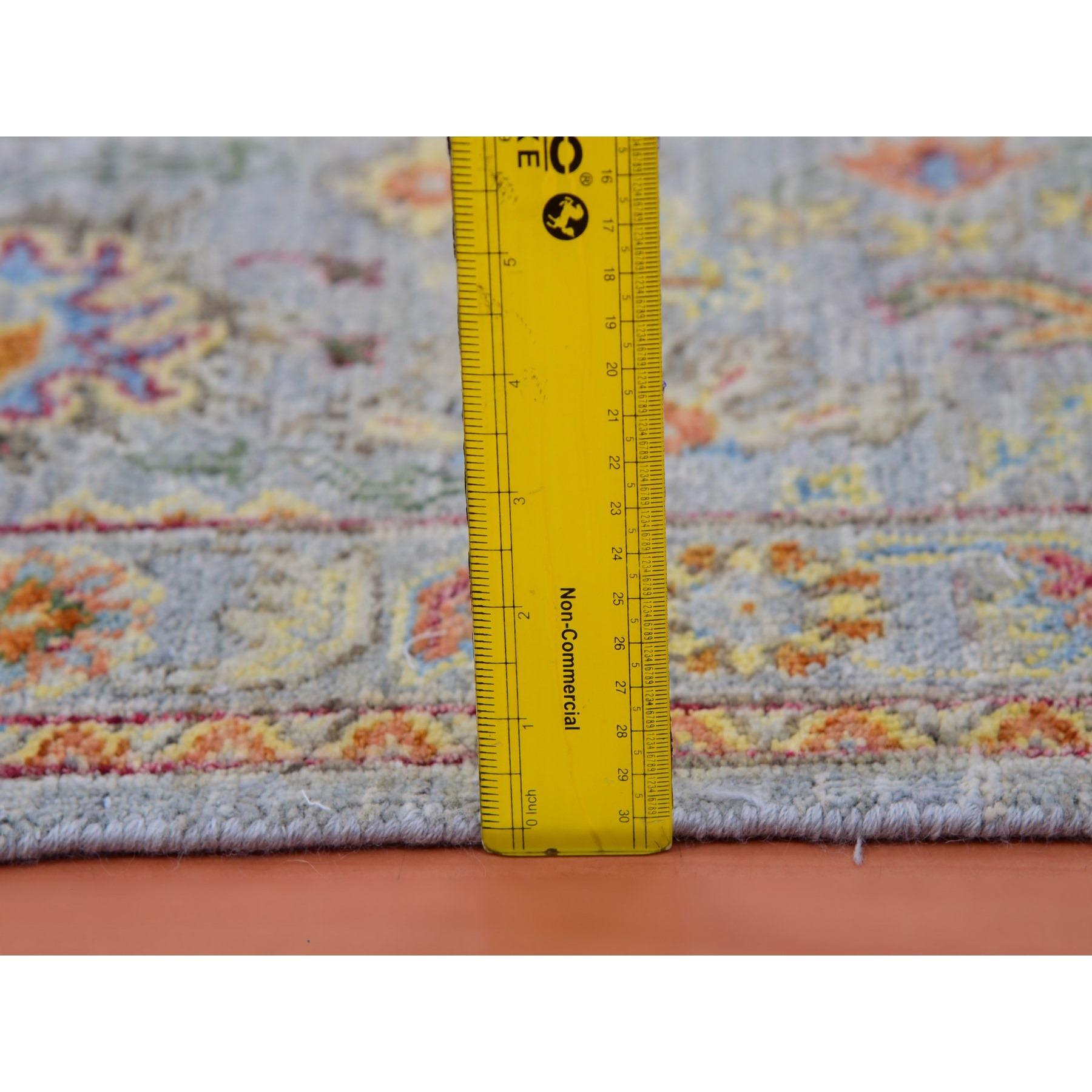 8'x10' Grauer Sultanabad Reimagined Leaf Design Cropped Thin Wool Hand Knotted Rug im Angebot 4