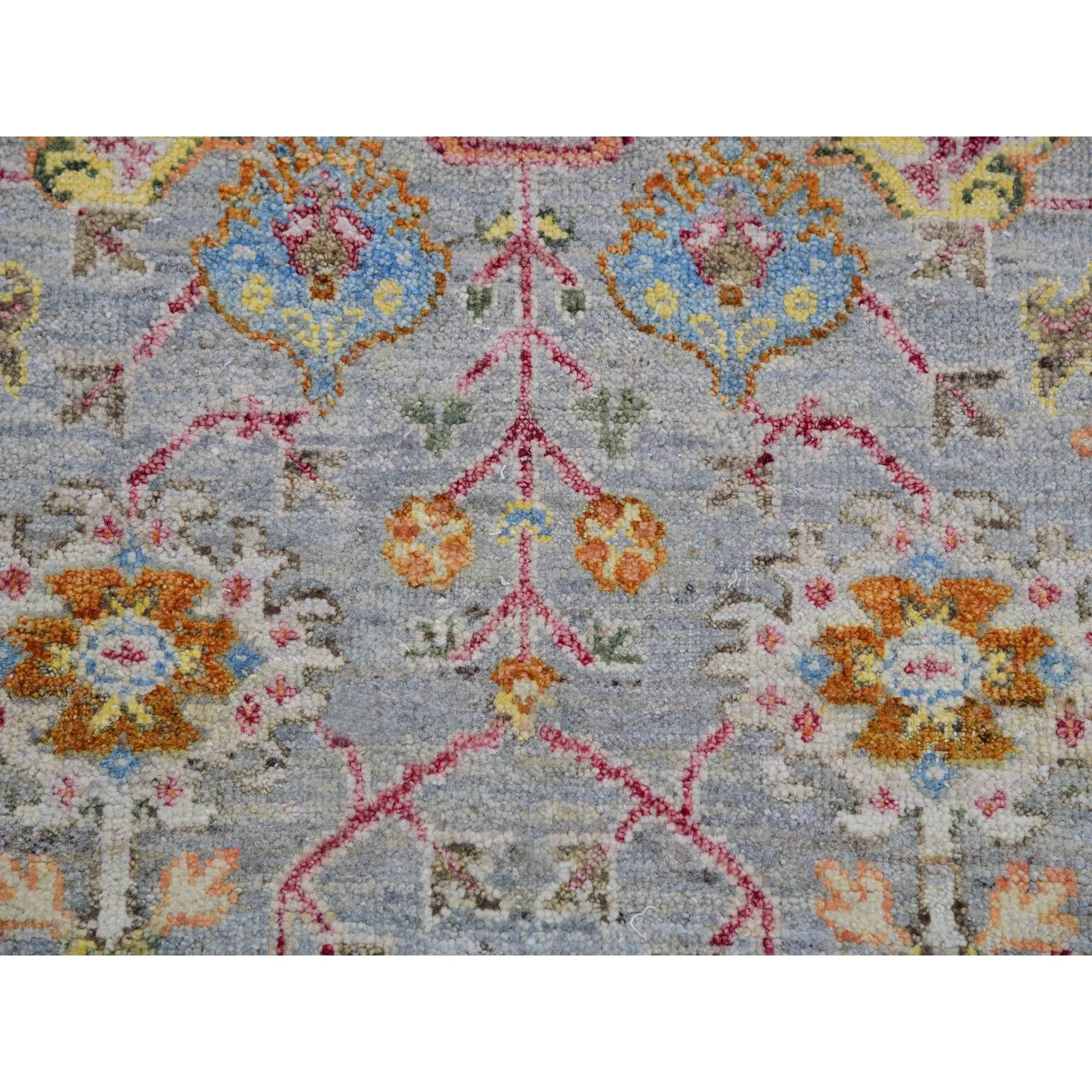 8'x10' Grauer Sultanabad Reimagined Leaf Design Cropped Thin Wool Hand Knotted Rug im Angebot 2