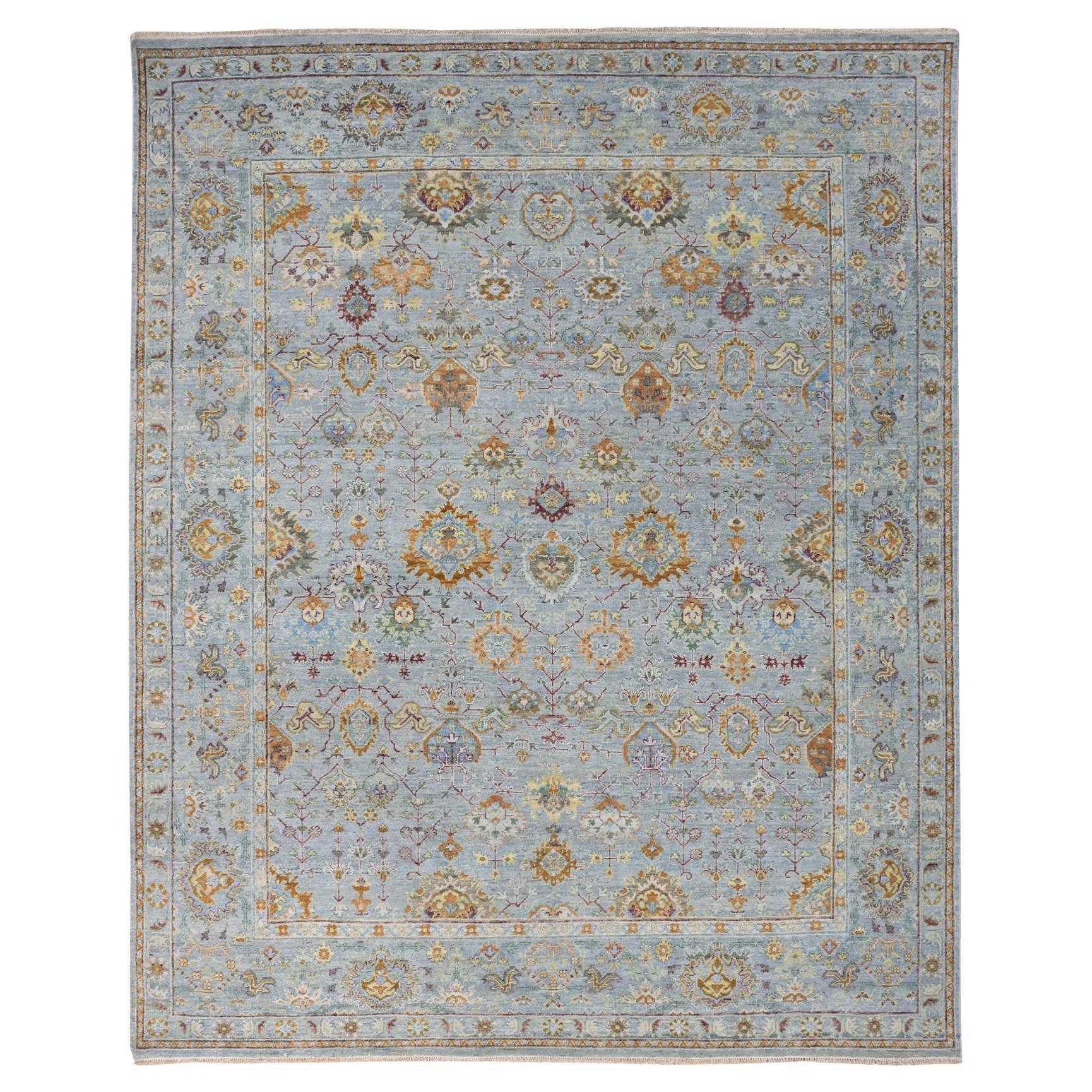 8'x10' Grauer Sultanabad Reimagined Leaf Design Cropped Thin Wool Hand Knotted Rug