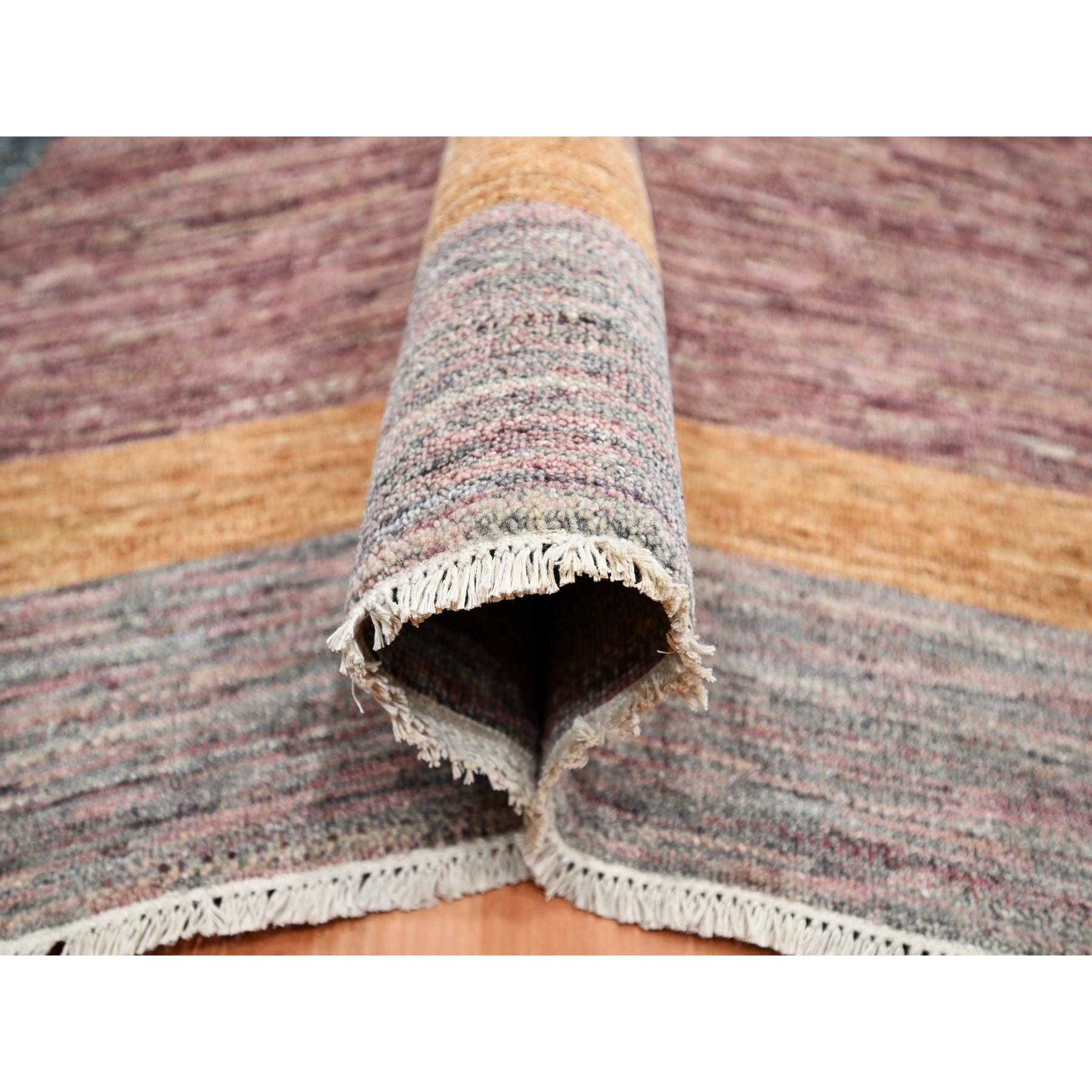Hand-Knotted 8'x10' Gray with Brown Modern and Mid Century Inspired Hand Knotted All Wool Rug For Sale