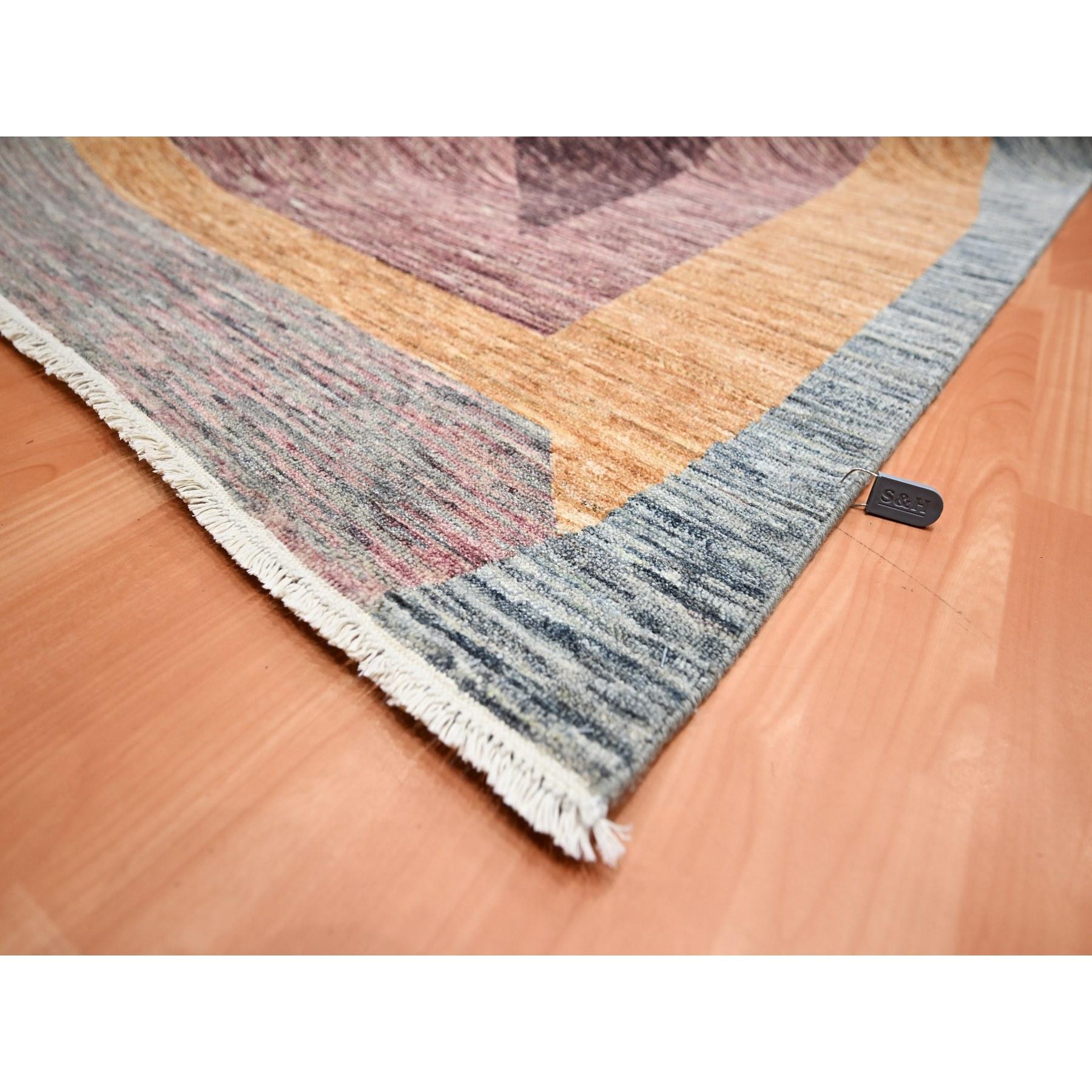 8'x10' Gray with Brown Modern and Mid Century Inspired Hand Knotted All Wool Rug In New Condition For Sale In Carlstadt, NJ