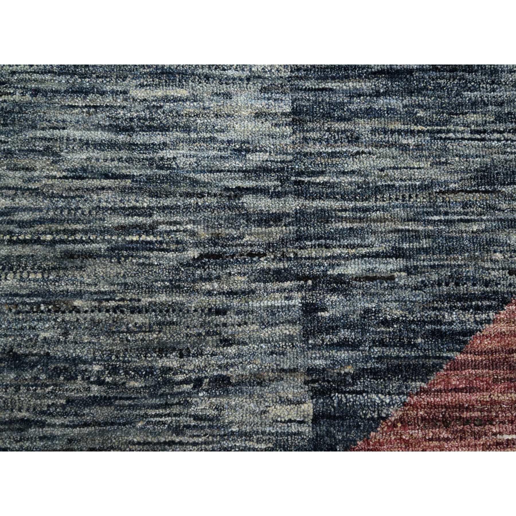 8'x10' Gray with Brown Modern and Mid Century Inspired Hand Knotted All Wool Rug For Sale 1