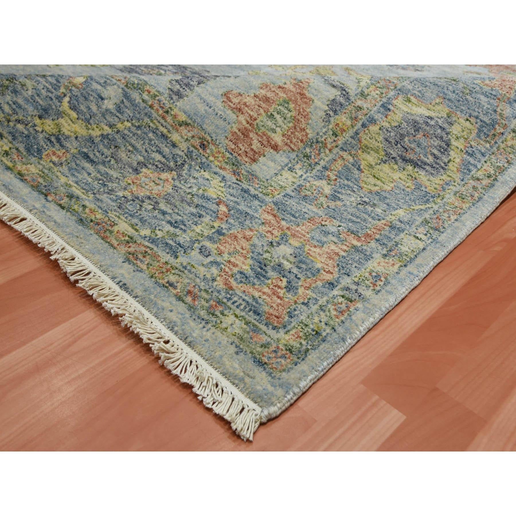 Laine 8'x10' Tapis d'Orient en laine grise nouée à la main Oushak Salt and Pepper Design en vente